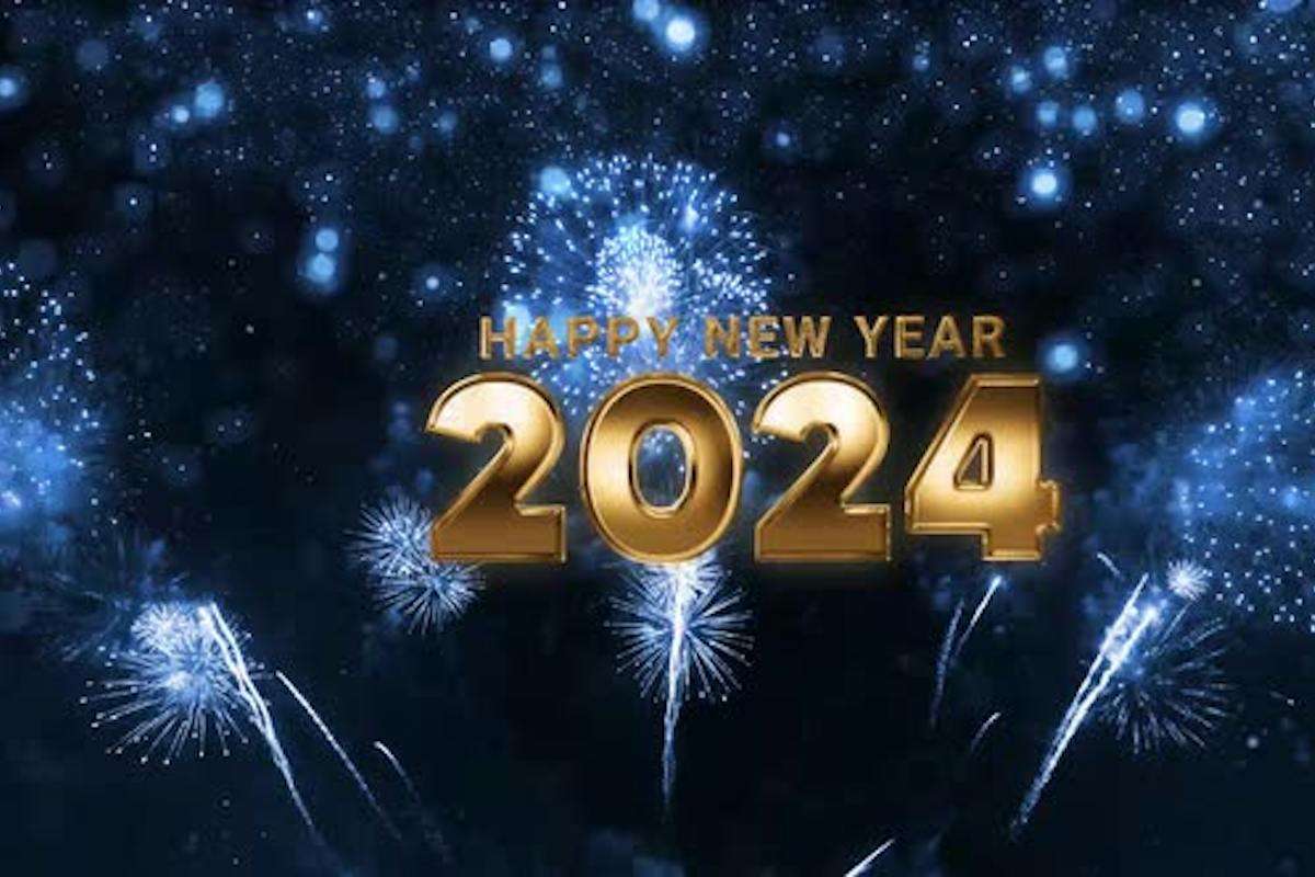 Happy New Year 2024 Celebration. New year Greeting With Fireworks 4k Resolution V Background Motion Graphics ft. 3D & art