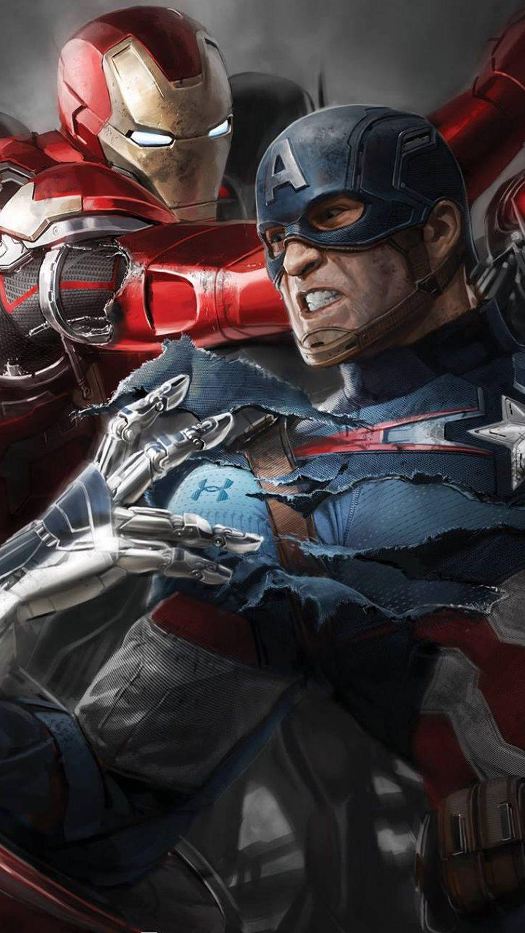 Download Captain America Mobile Iron Man Fight Wallpaper