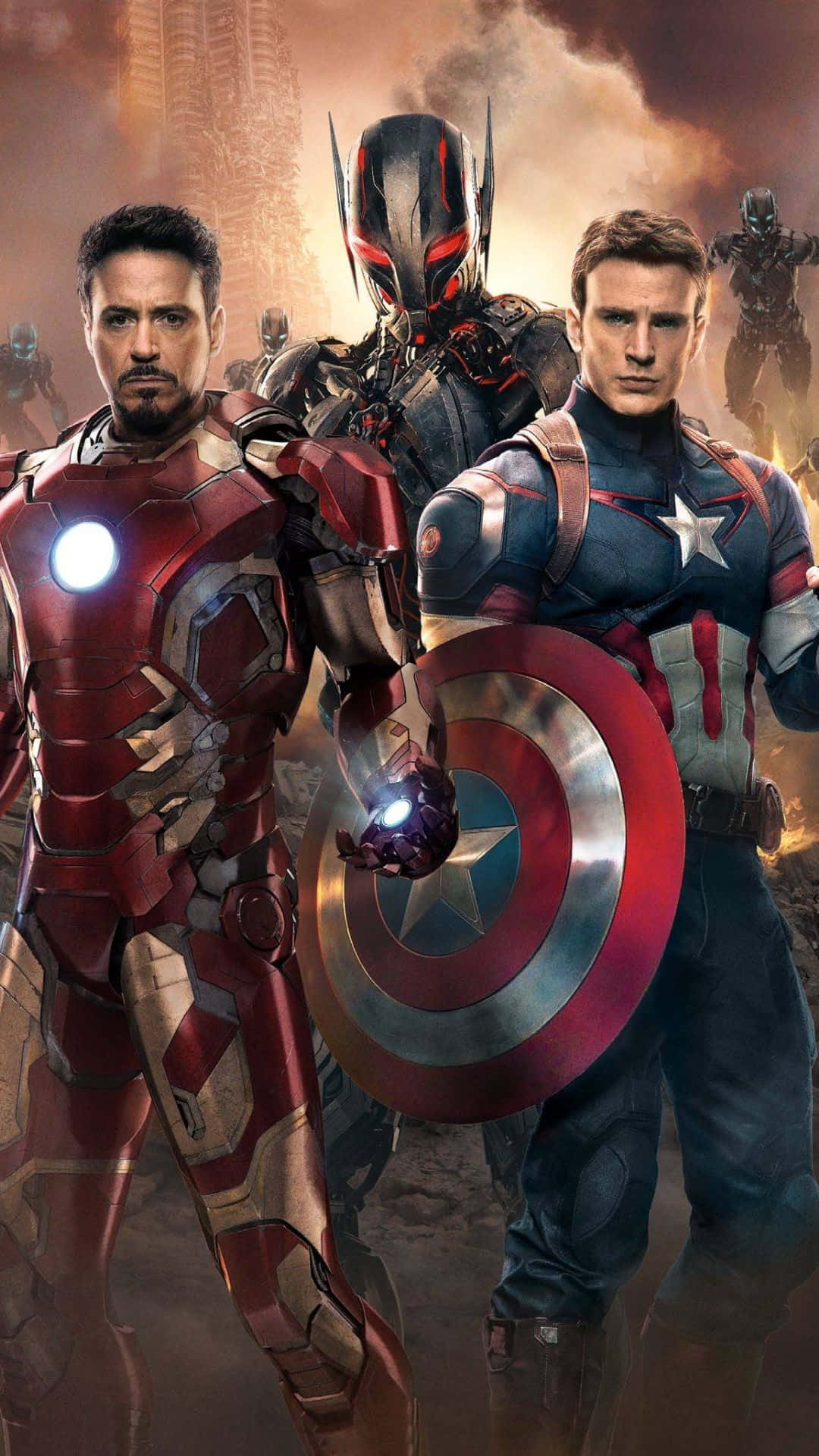 Download Android Marvel's Avengers Ironman Ultron And Captain America Background