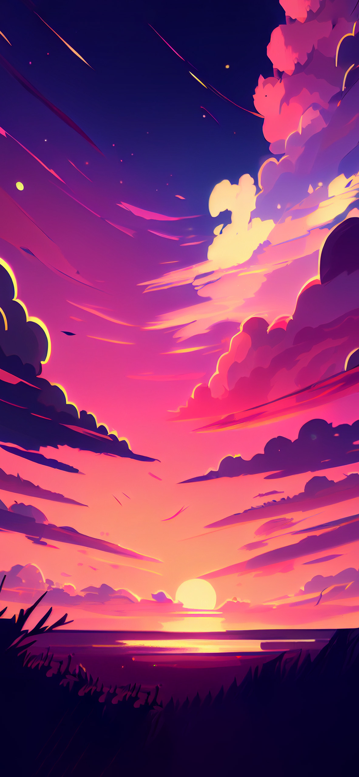Sunset & Clouds Hot Pink Wallpaper Aesthetic Wallpaper
