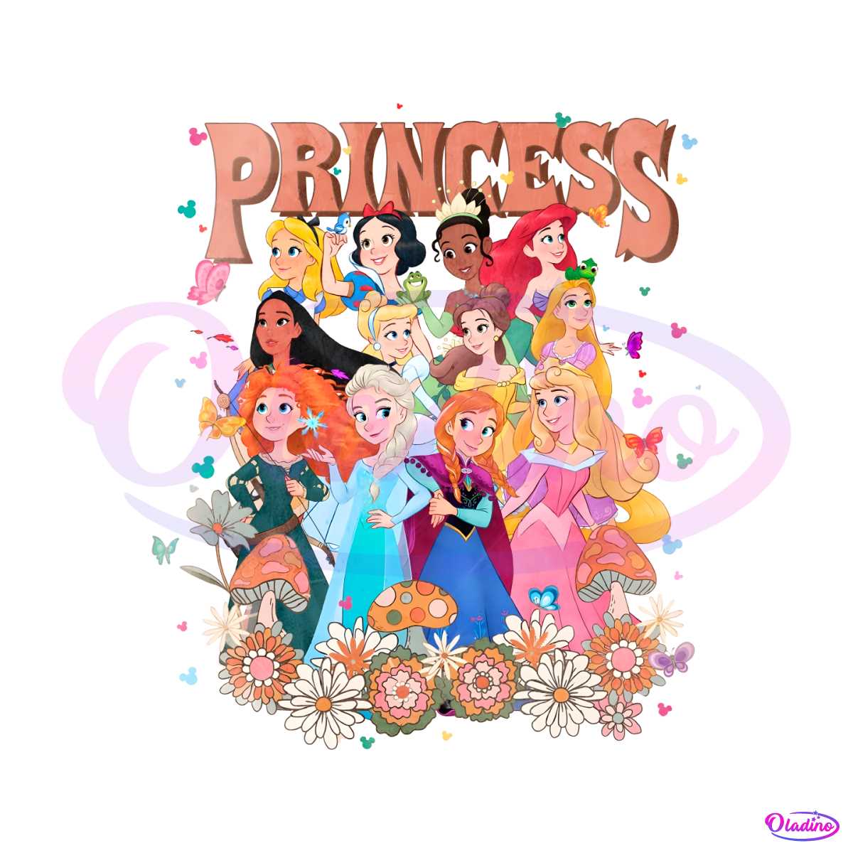 Vintage Princess Floral Disney Princess PNG Silhouette Files