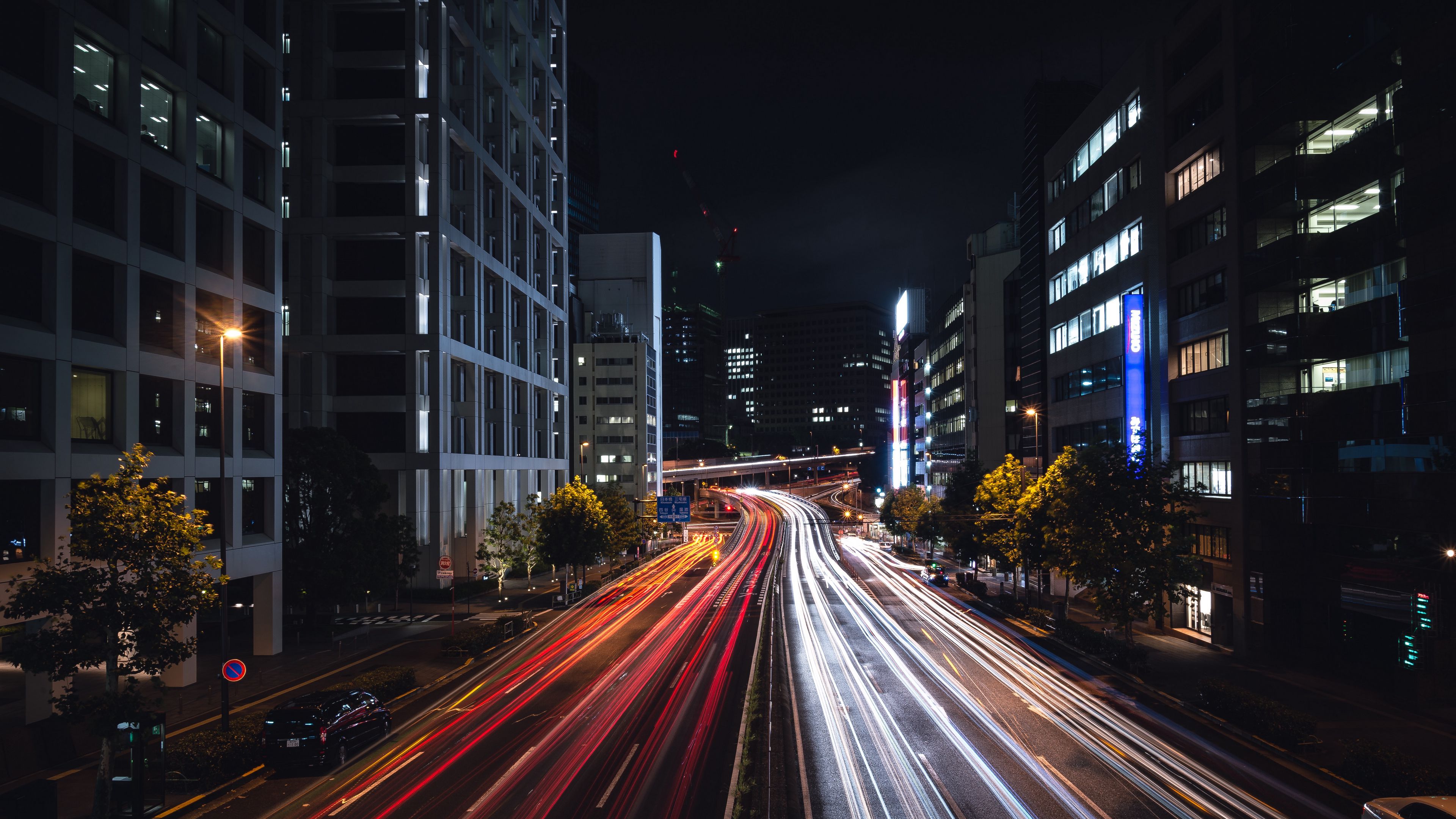 Download wallpaper 3840x2160 akasaka, minato, japan, night city 4k uhd 16:9 HD background