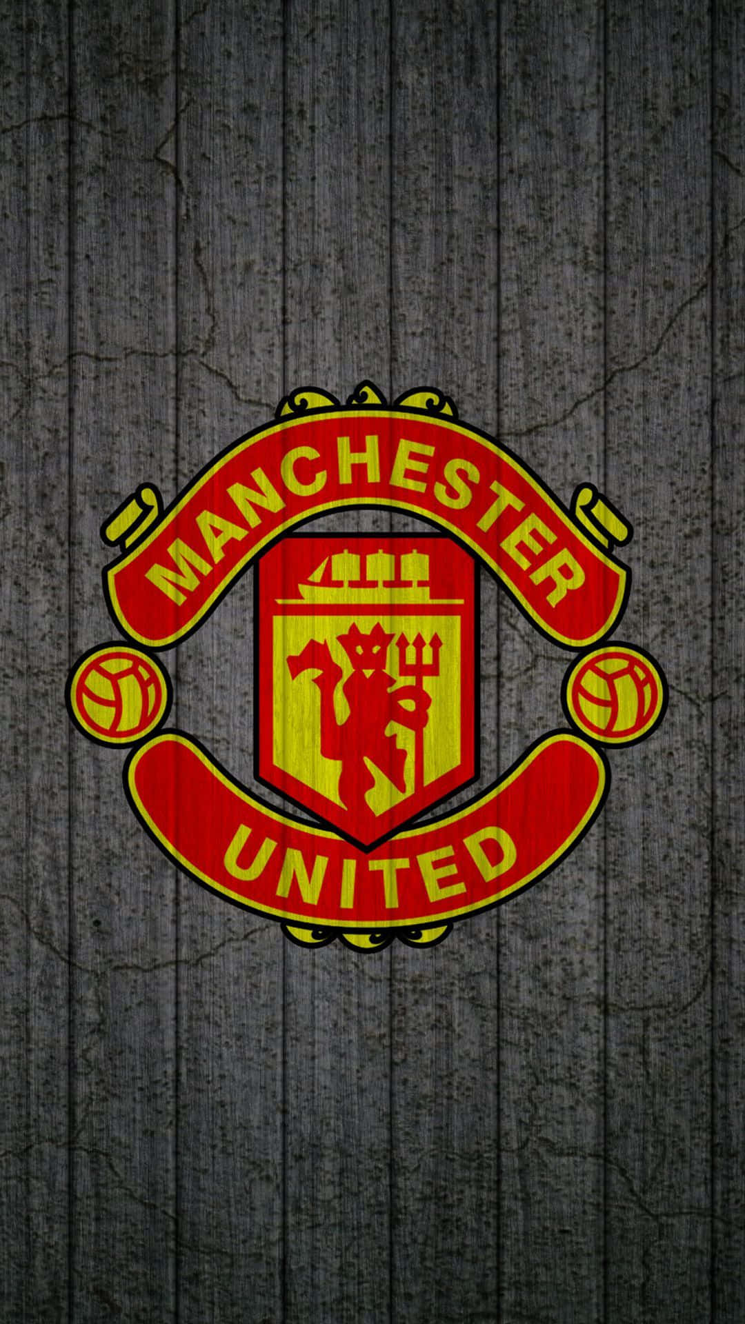 Download Manchester United IPhone Logo On Wood Wallpaper