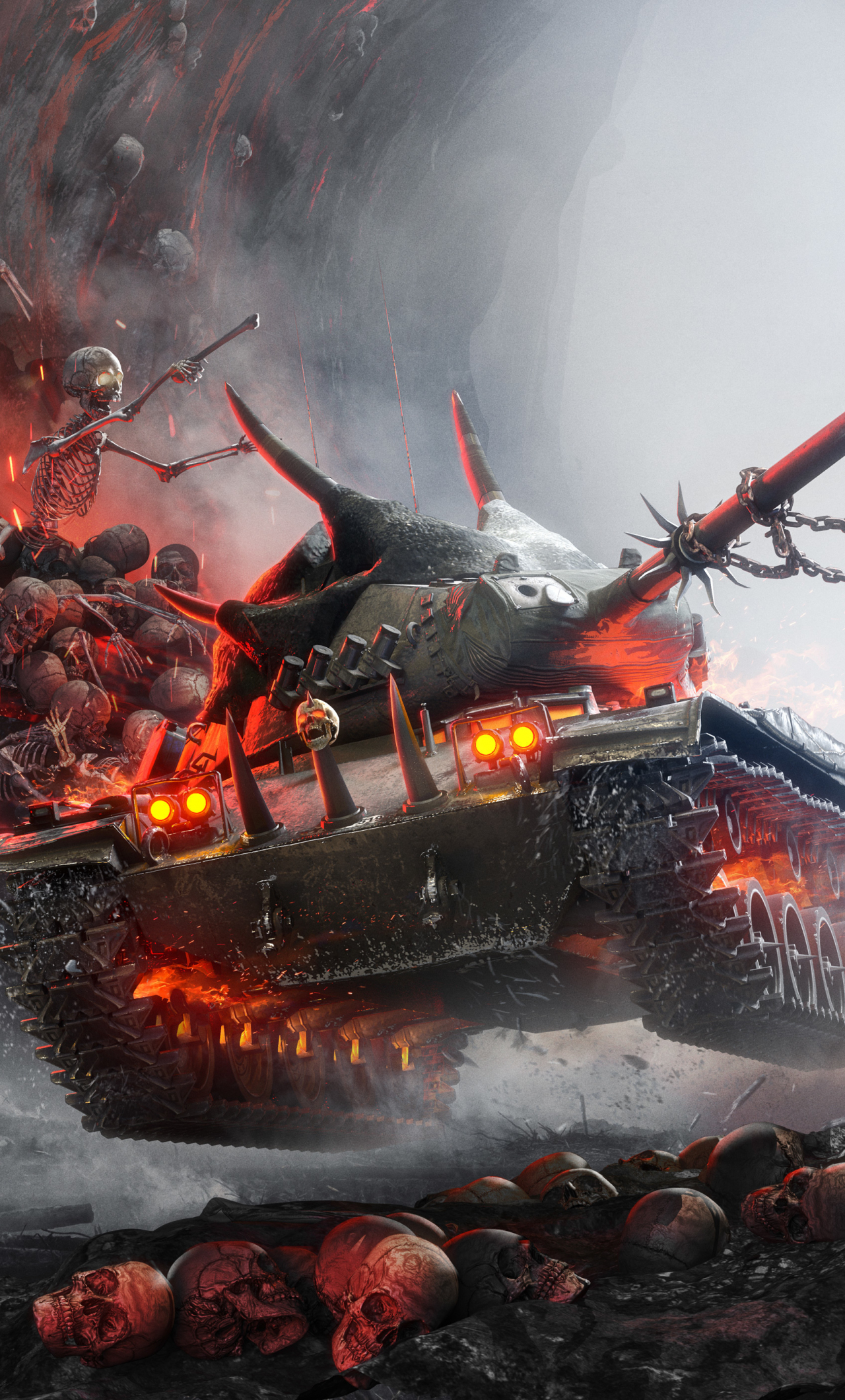 Download wallpaper 1280x2120 world of tanks, online game, skulls, iphone 6 plus, 1280x2120 HD background, 14914