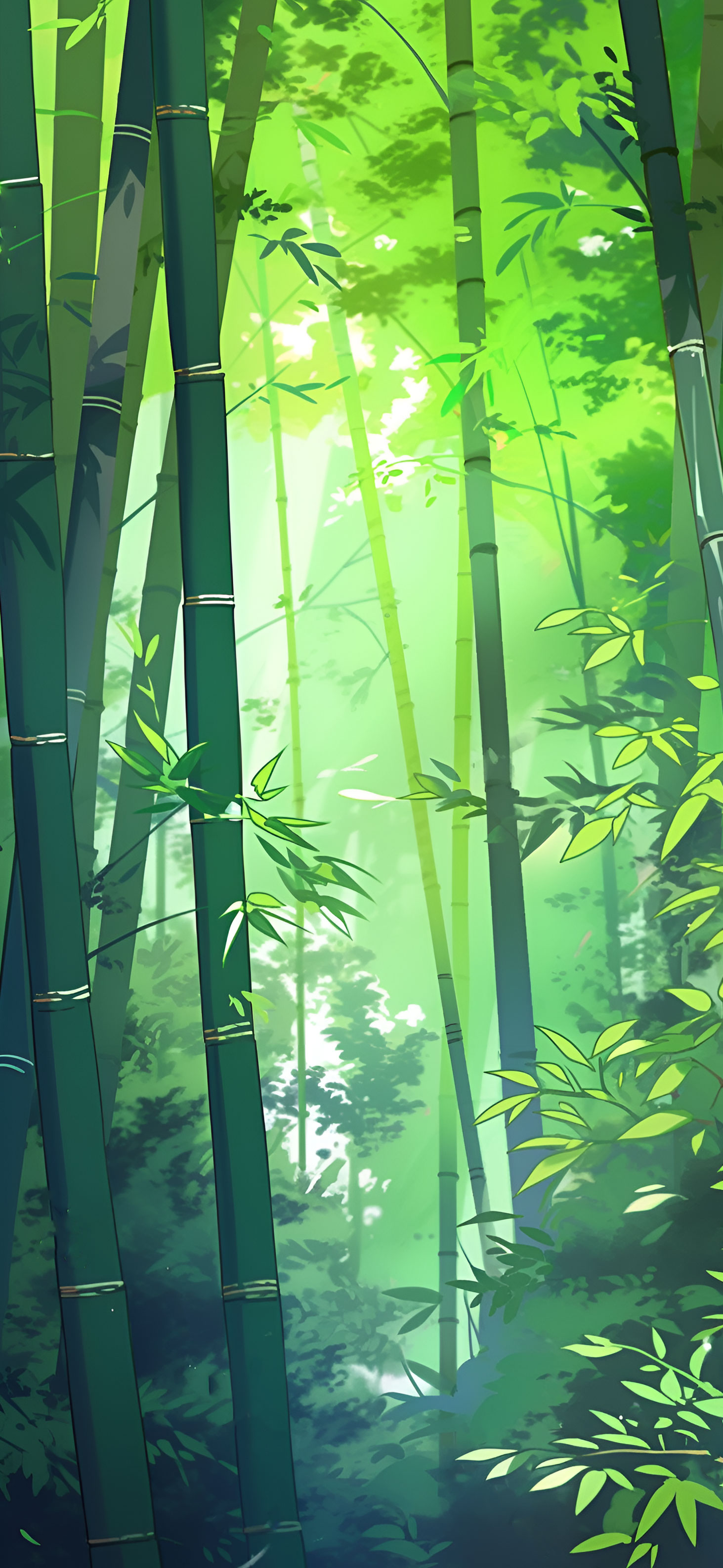Dense Bamboo Forest Green Wallpaper Nature Wallpaper