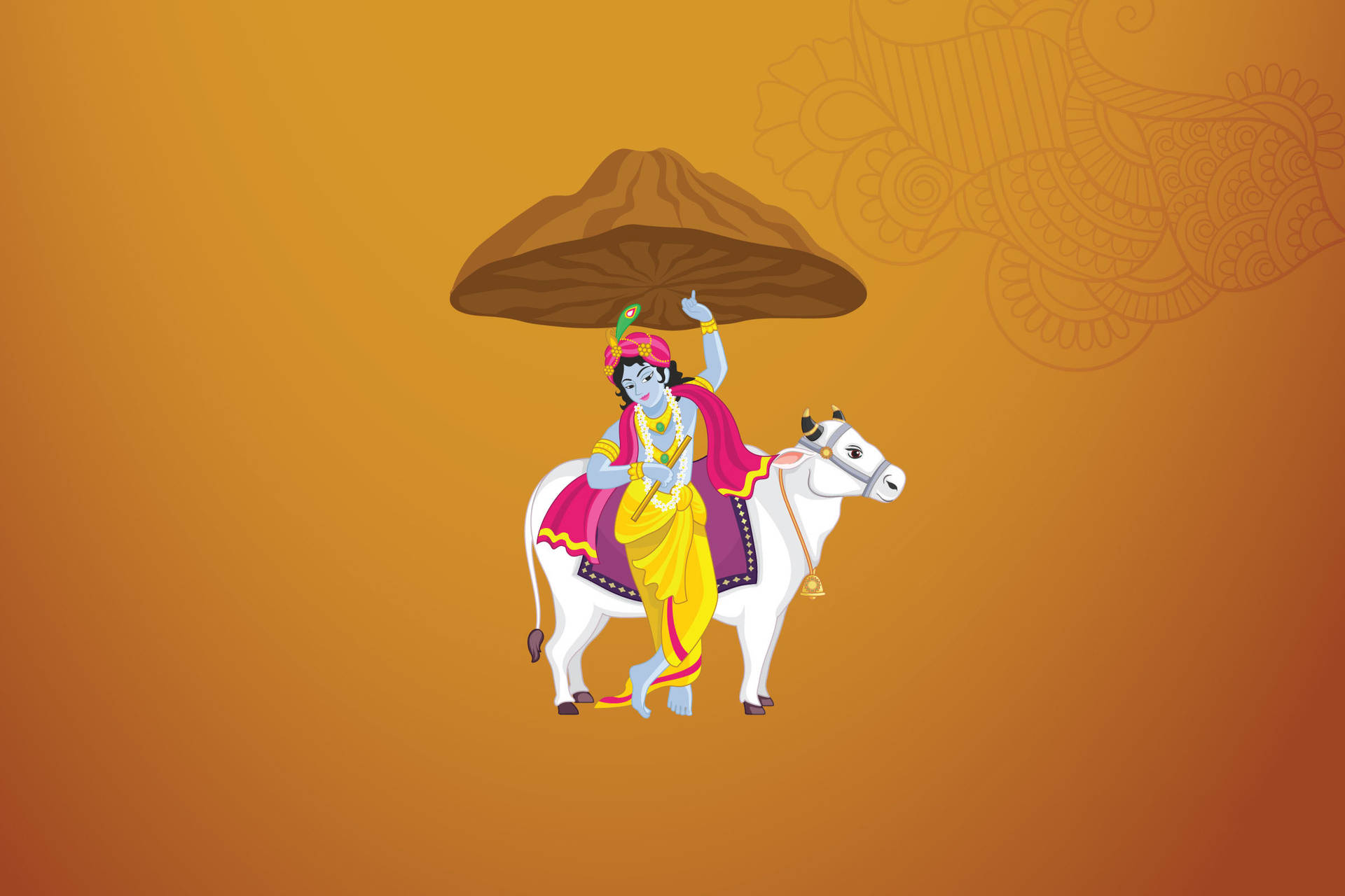 Download Cartoon Krishna Govardhan Hill Wallpaper