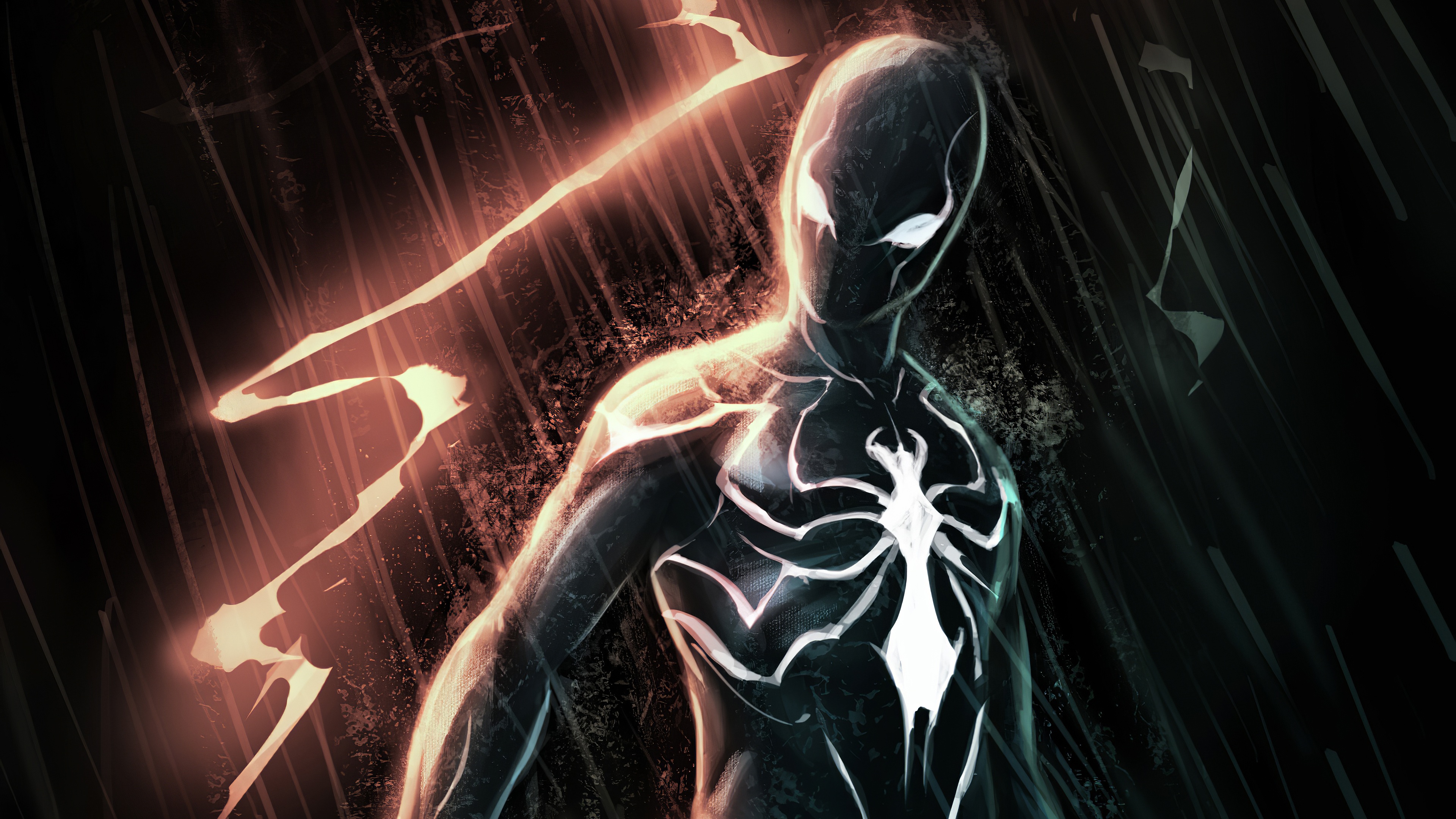 Black Spiderman In Dark Wallpaper 4K