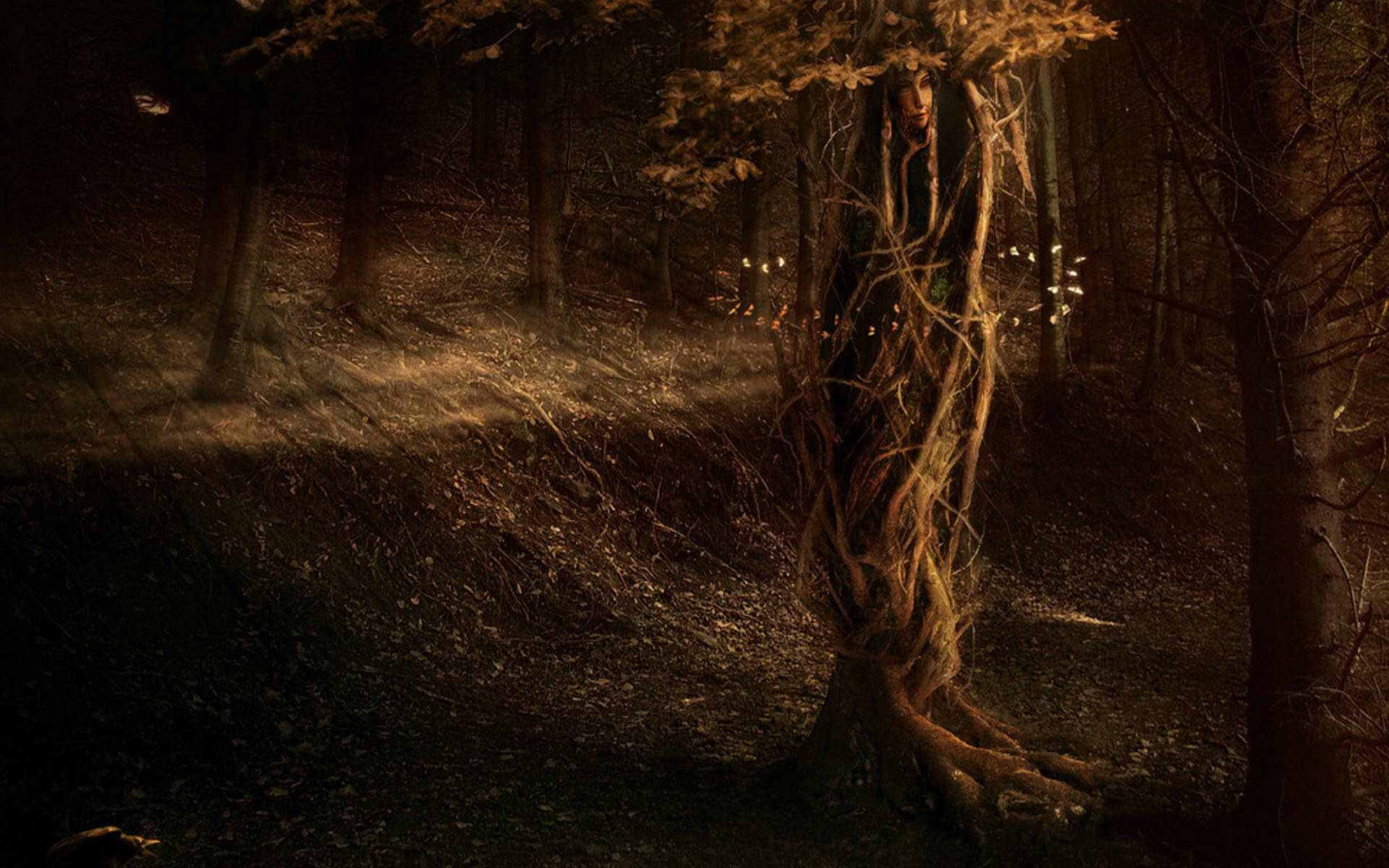 Download Fairy Grunge Tree Fairy Wallpaper