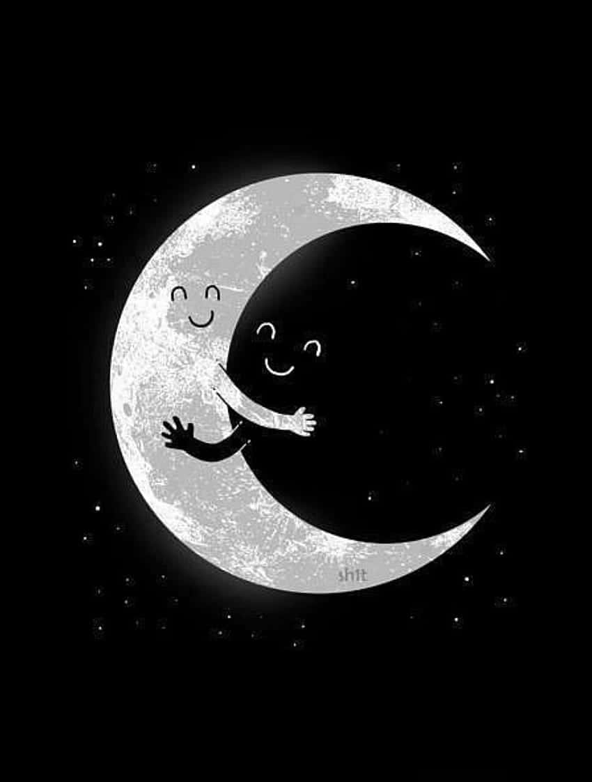 Download Dark Cute Moon Hugging Wallpaper
