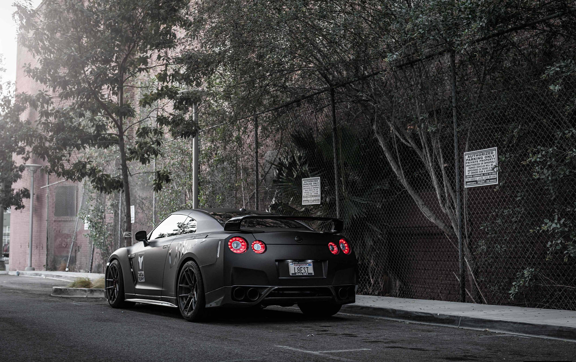 Download Nissan Skyline Gtr R35 Matte Black Back Wallpaper