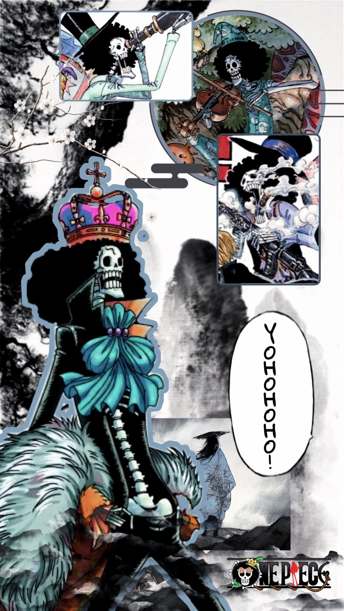 ang3l_t0uch._ piece wallpaper pt3 ! End of the mugiwara crew ! # onepiece #brook #franky #jinbei