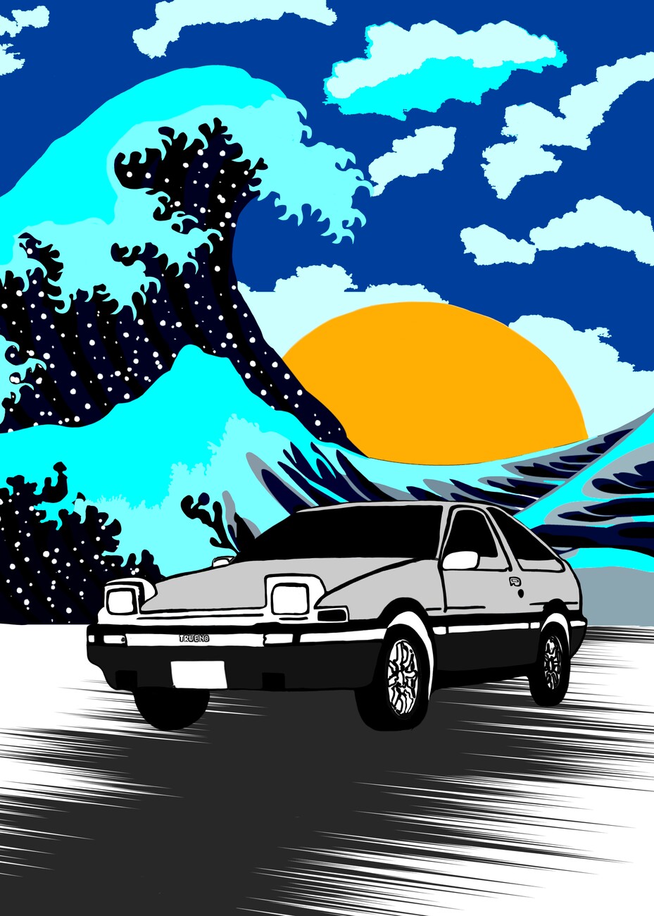 culture retro car japanese Wall Mural