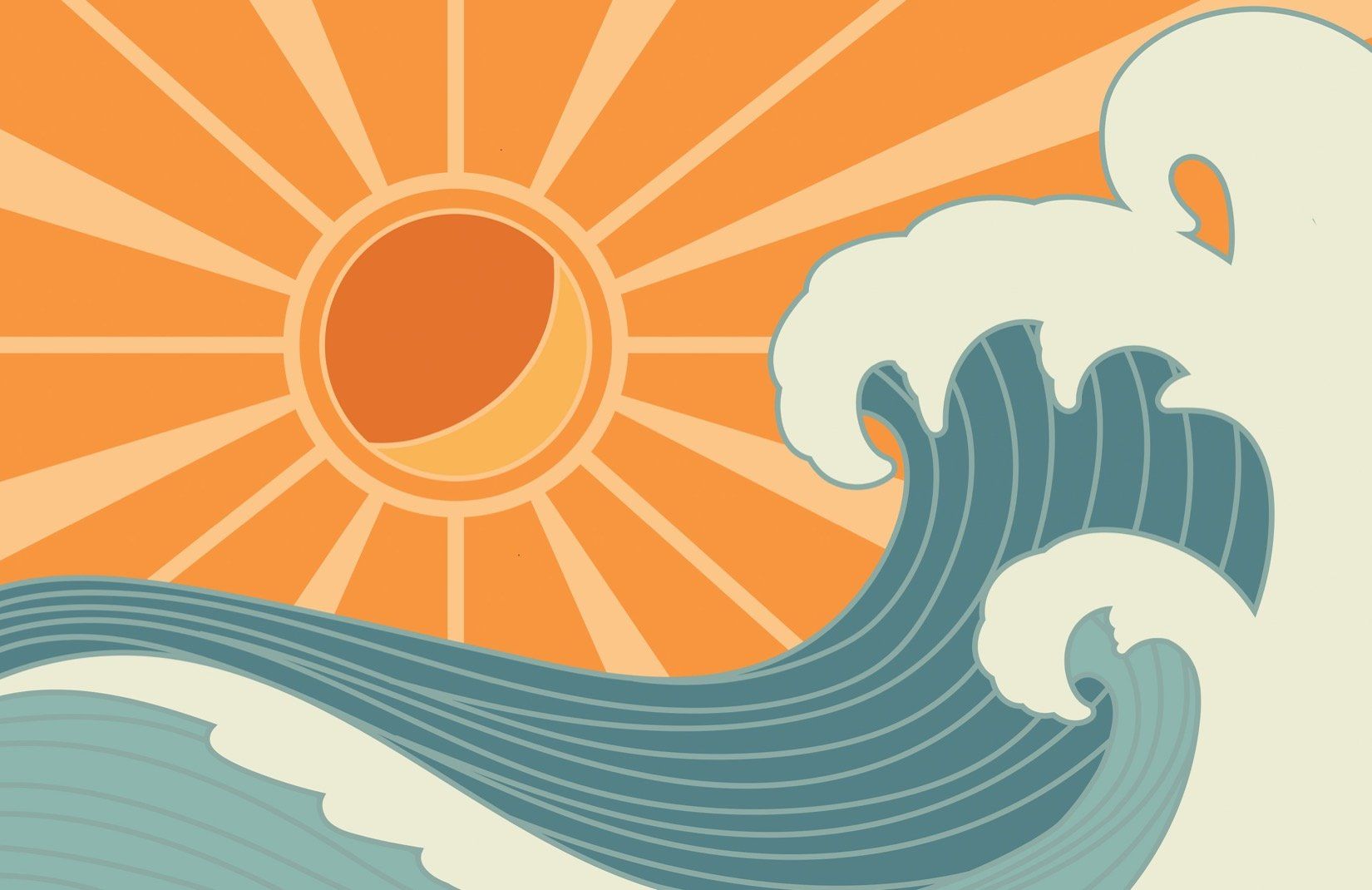 Retro Vintage Surf Wallpaper Mural. Hovia. Surf wallpaper, Retro surf, Retro wallpaper