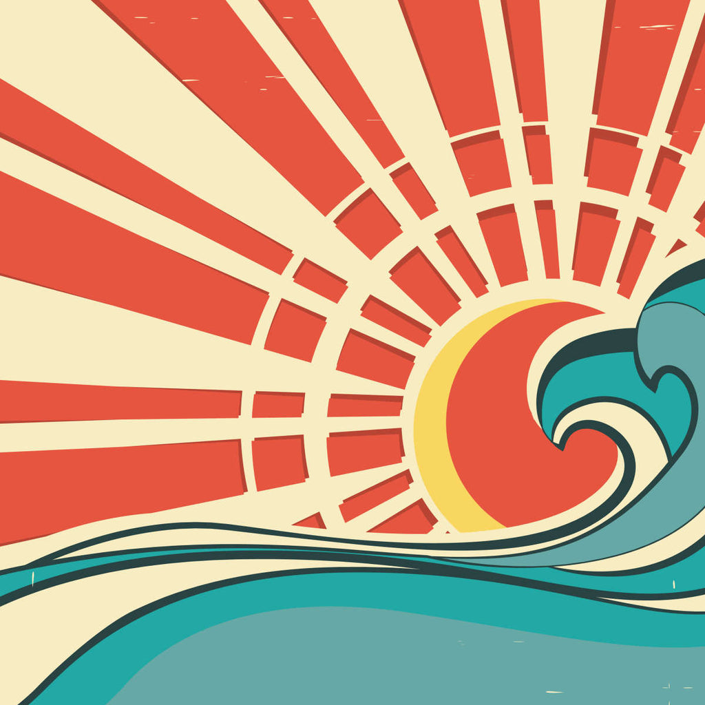 Vintage Surf Wave Wall Art Digital Art