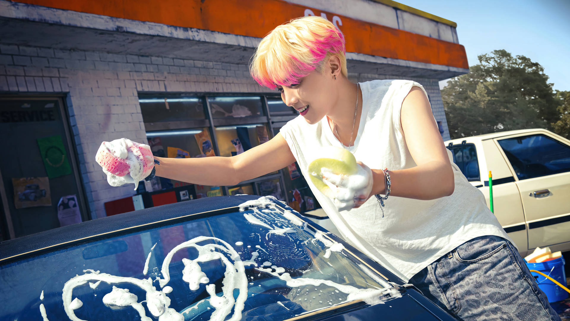 Download BTS J Hope Car Wash Wallpaper
