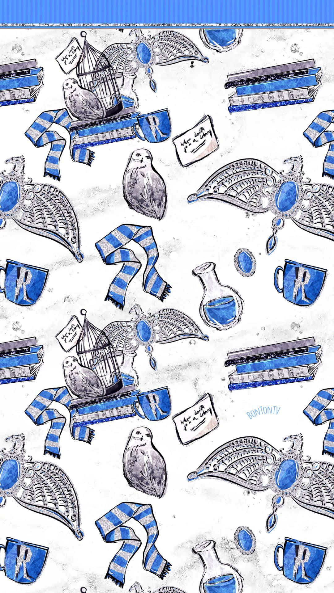 Download Ravenclaw Aesthetic Blue And White Collage Wallpaper