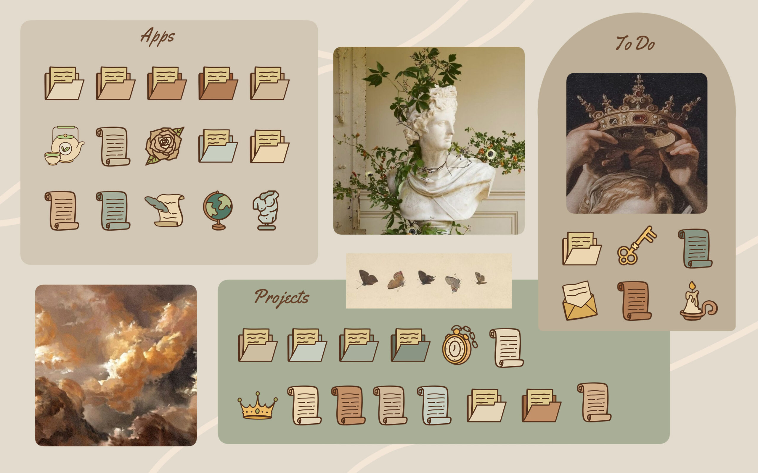 Light Academia Aesthetic Folder Icon Mac Desktop Icon