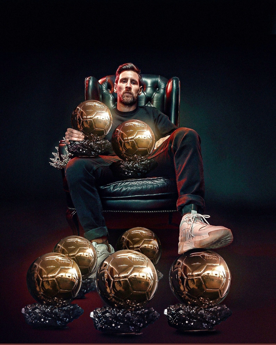Messi Photo With Ballon Dor Wallpaper