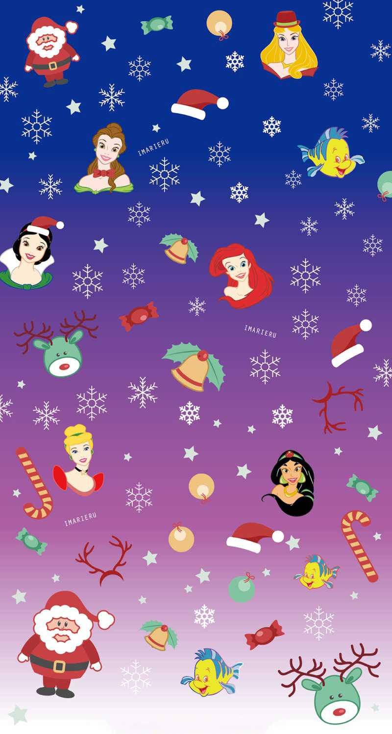 Download Disney Characters Artful Christmas iPhone Wallpaper