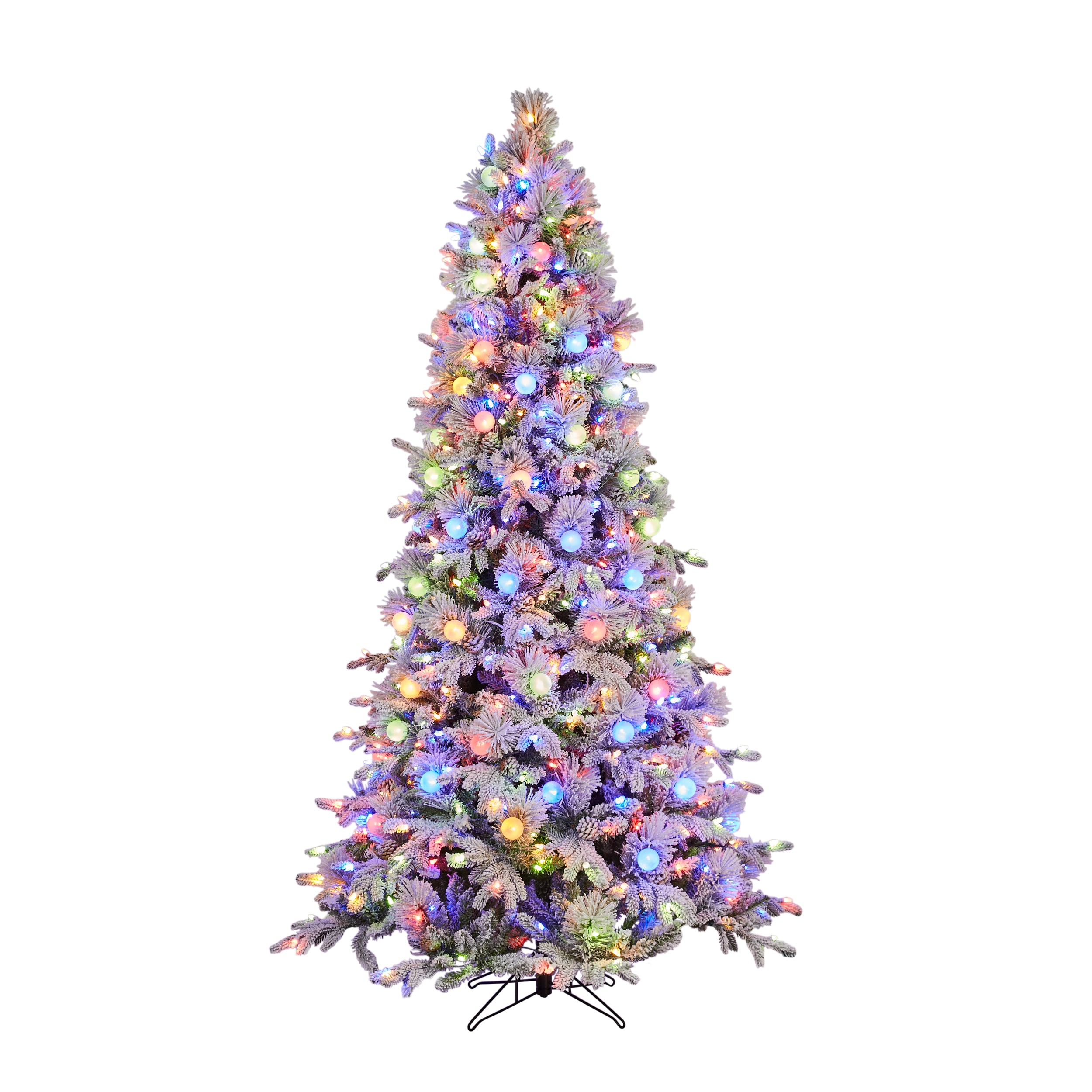 GE 7.5 Ft Candlewood Pine Pre Lit Flocked Artificial Christmas Tree With LED Lights In The Artificial Christmas Trees Department At Lowes.com