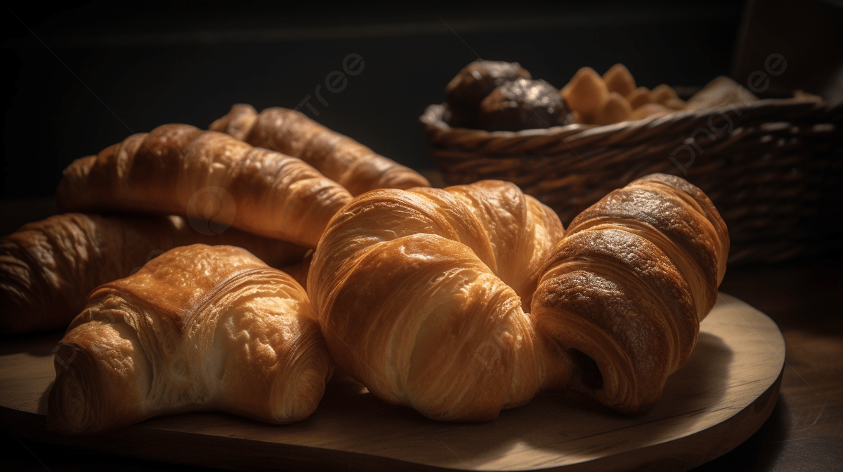 Croissants Sitting On A Table With Basket Of Bread Background, Bread, Croissant, HD Photography Photo Background Image And Wallpaper for Free Download
