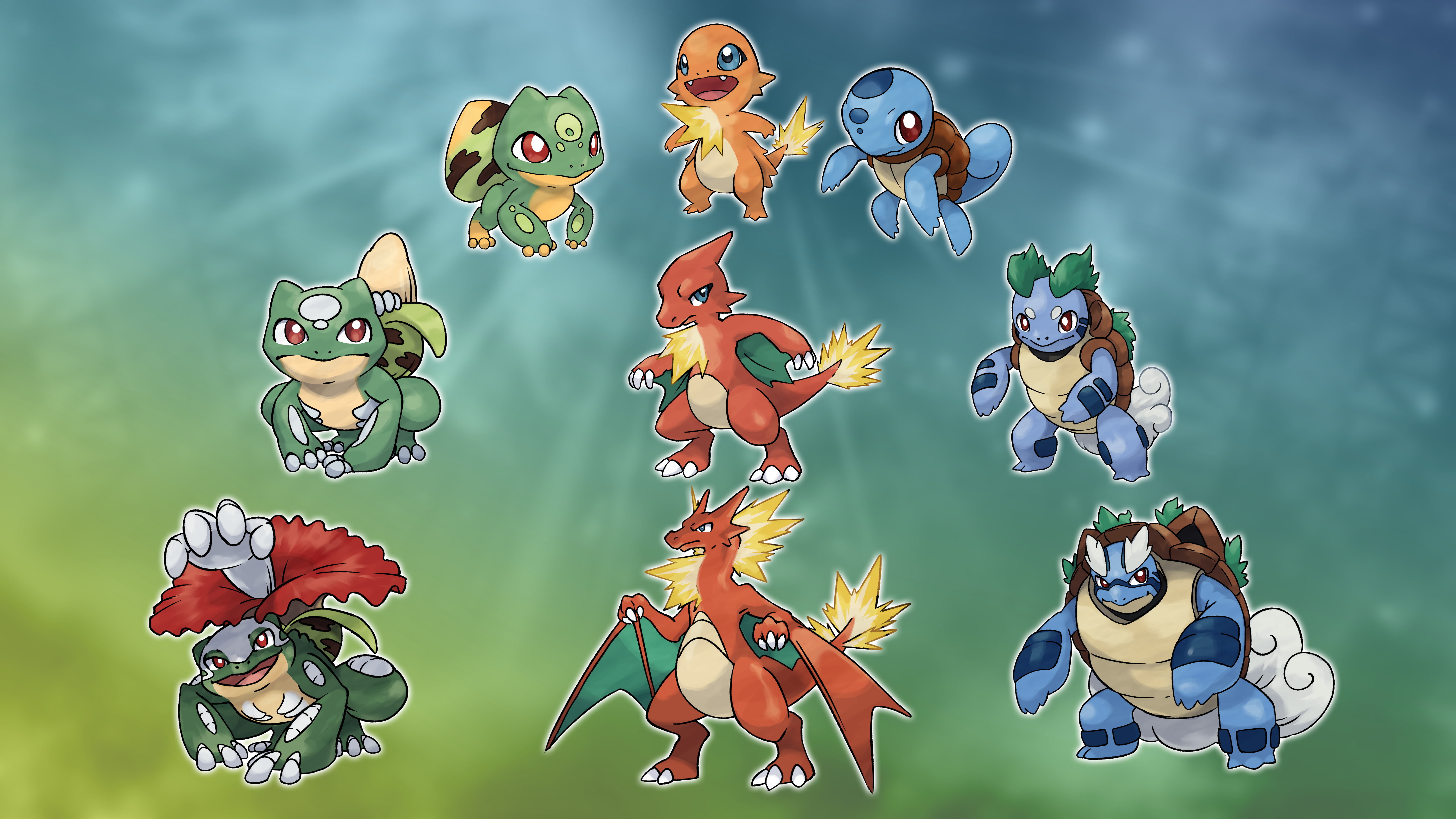 Kanto Starters Redesign. Pokemon, Pokemon fusion art, Pokemon tumblr
