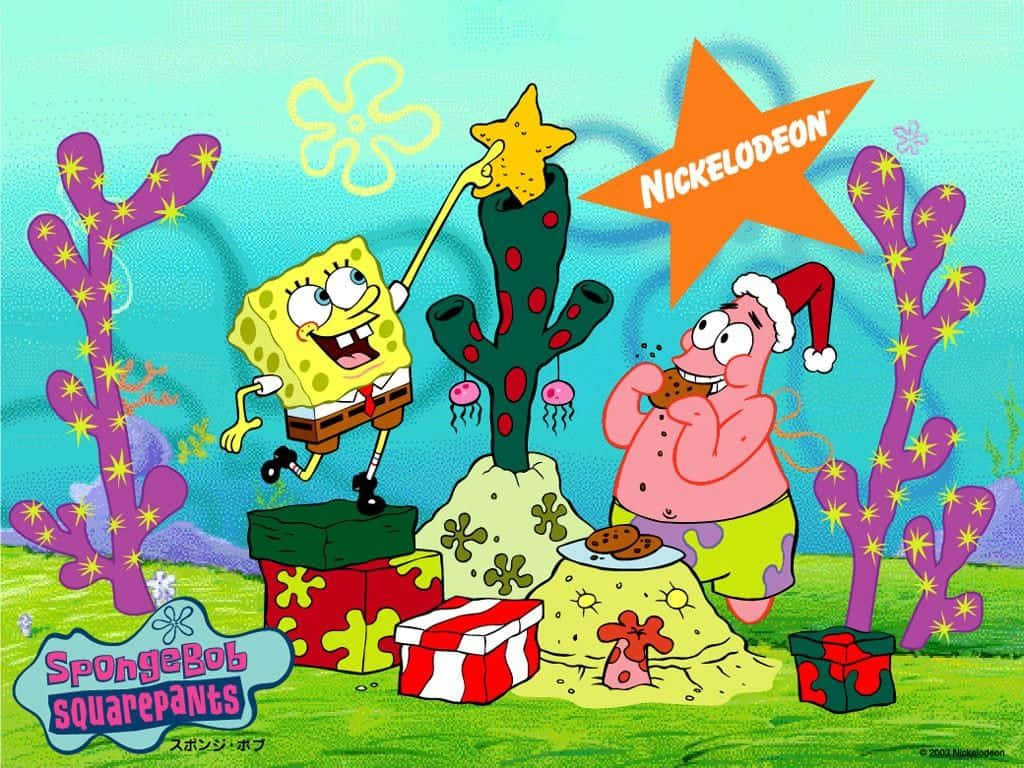 Download Christmas Cartoon SpongeBob And Patrick Wallpaper