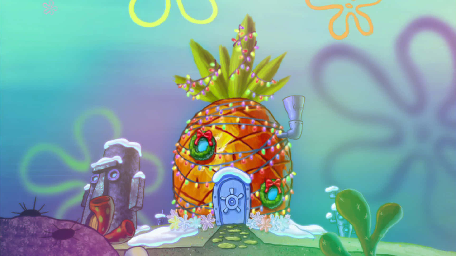 Download Take a look inside Spongebob's pineapple home! Wallpaper
