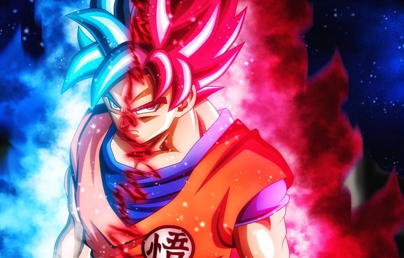 Download Goku Blue And Red Kaioken Wallpaper