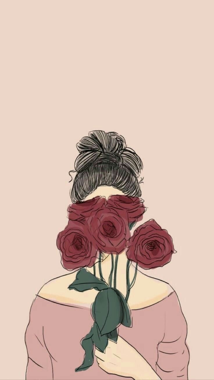 Aesthetic girl with flowers Wallpaper Download
