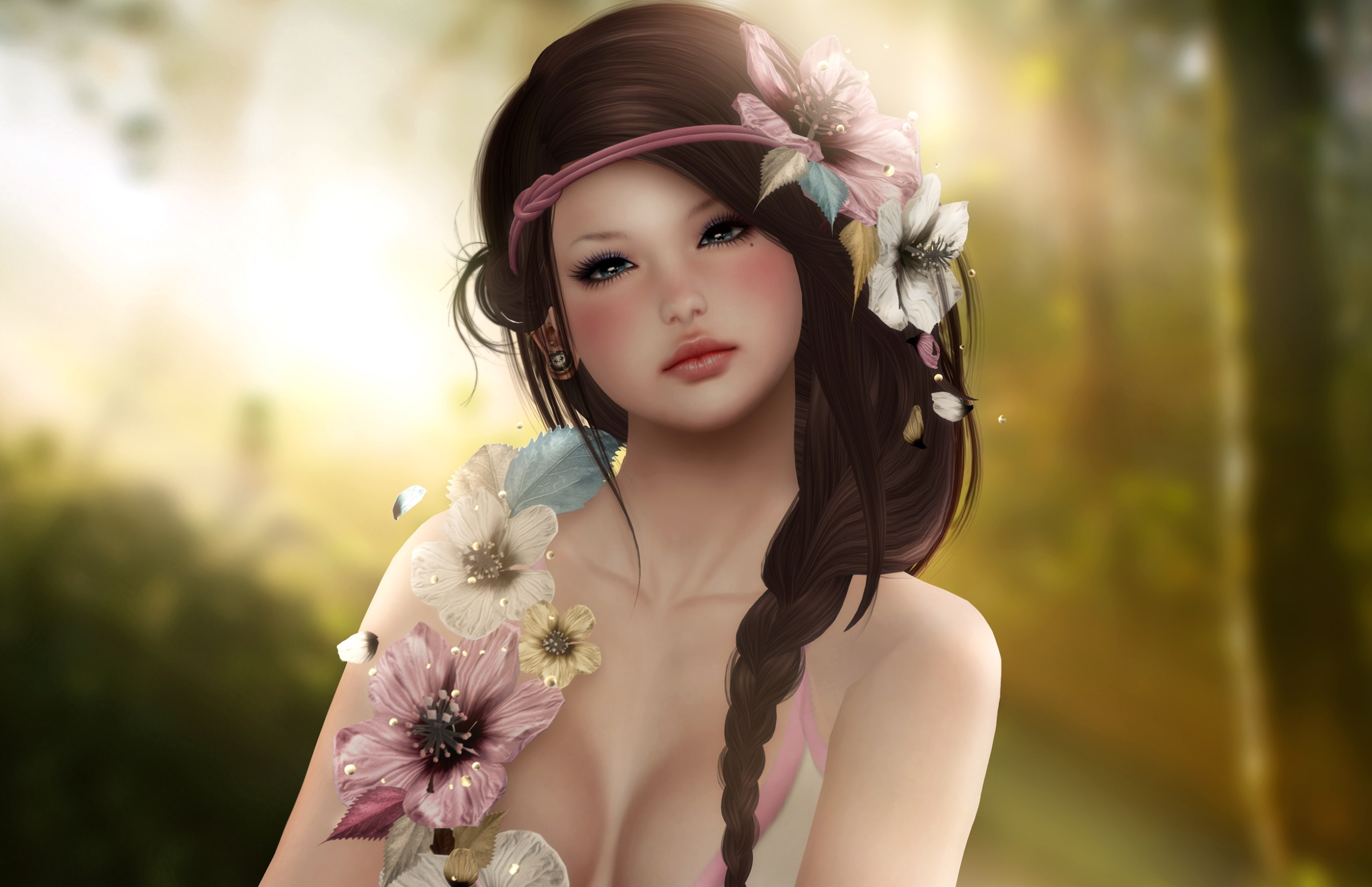 Fantasy Girl with Flowers