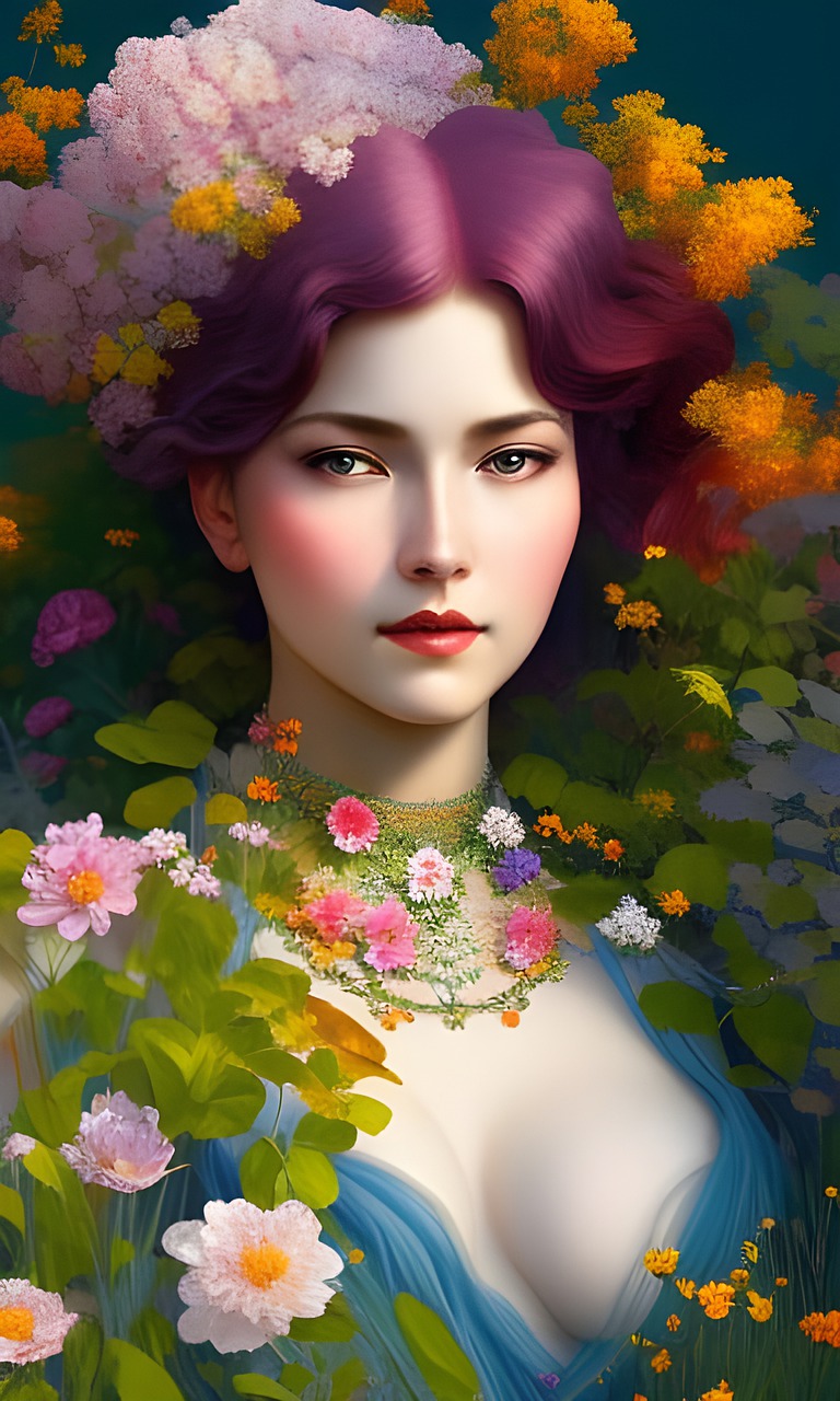 Download Woman Flowers Portrait Royalty Free Stock Illustration Image