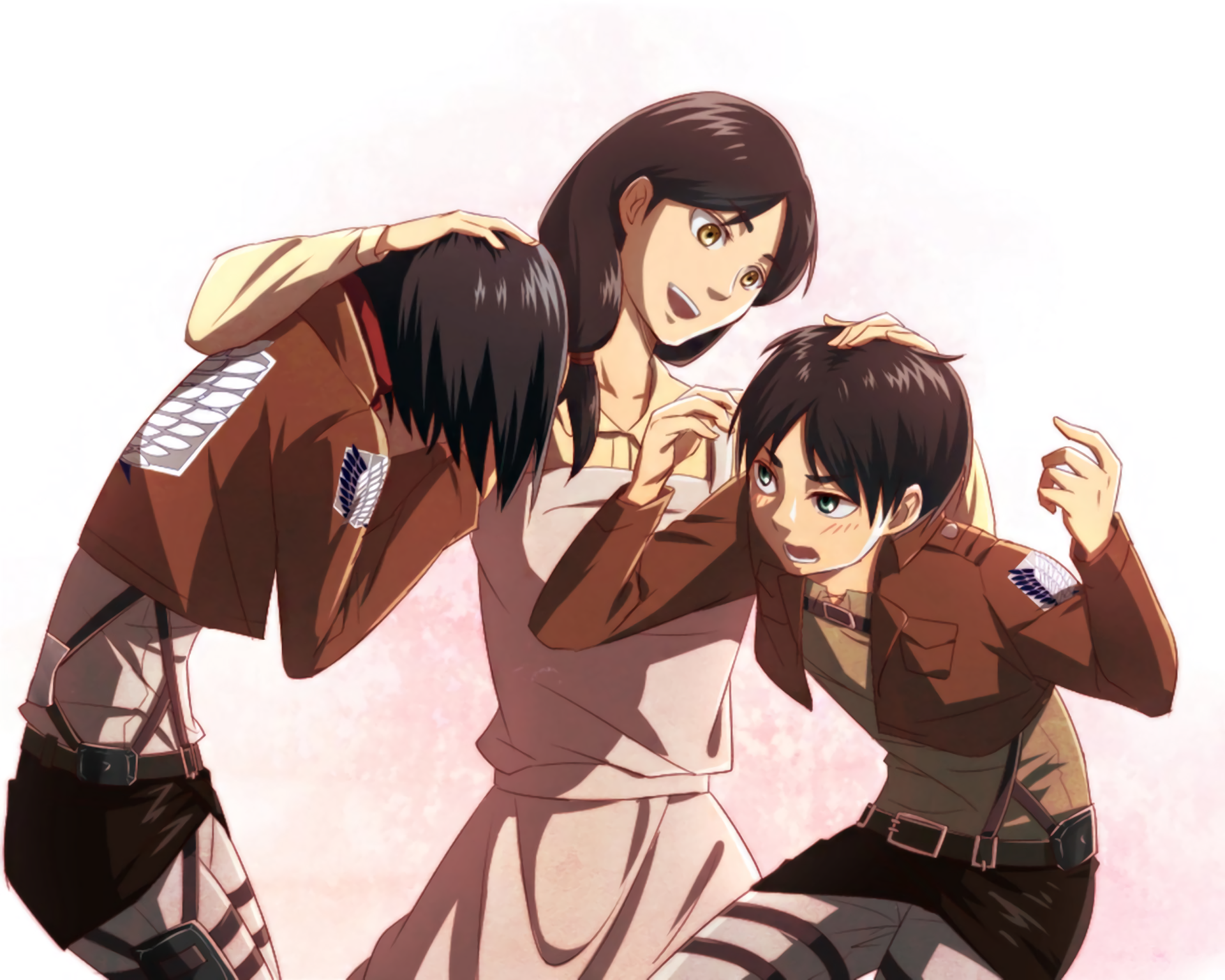 Eren Jäger, Mikasa Ackerman and Carla Yeager by しょくむら