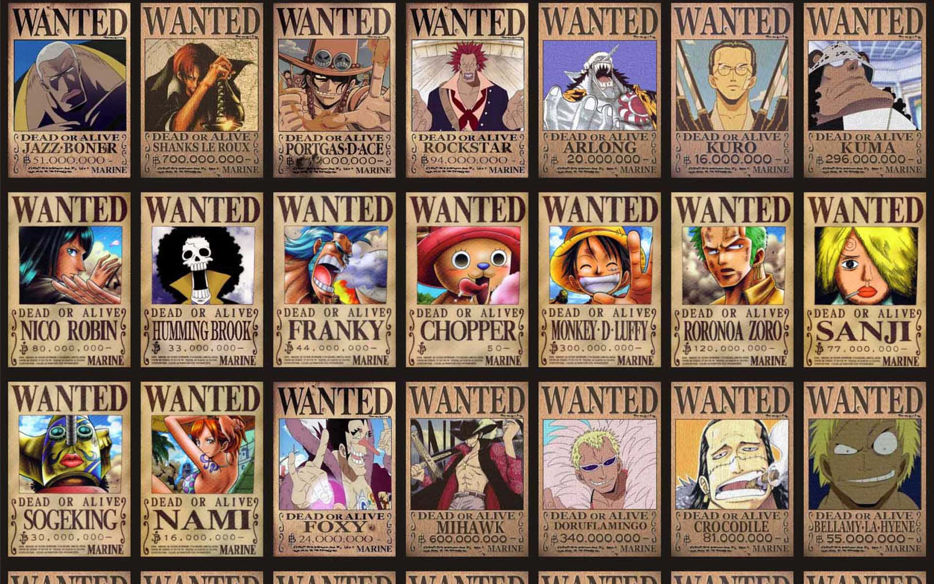 One Piece Wanted Posters