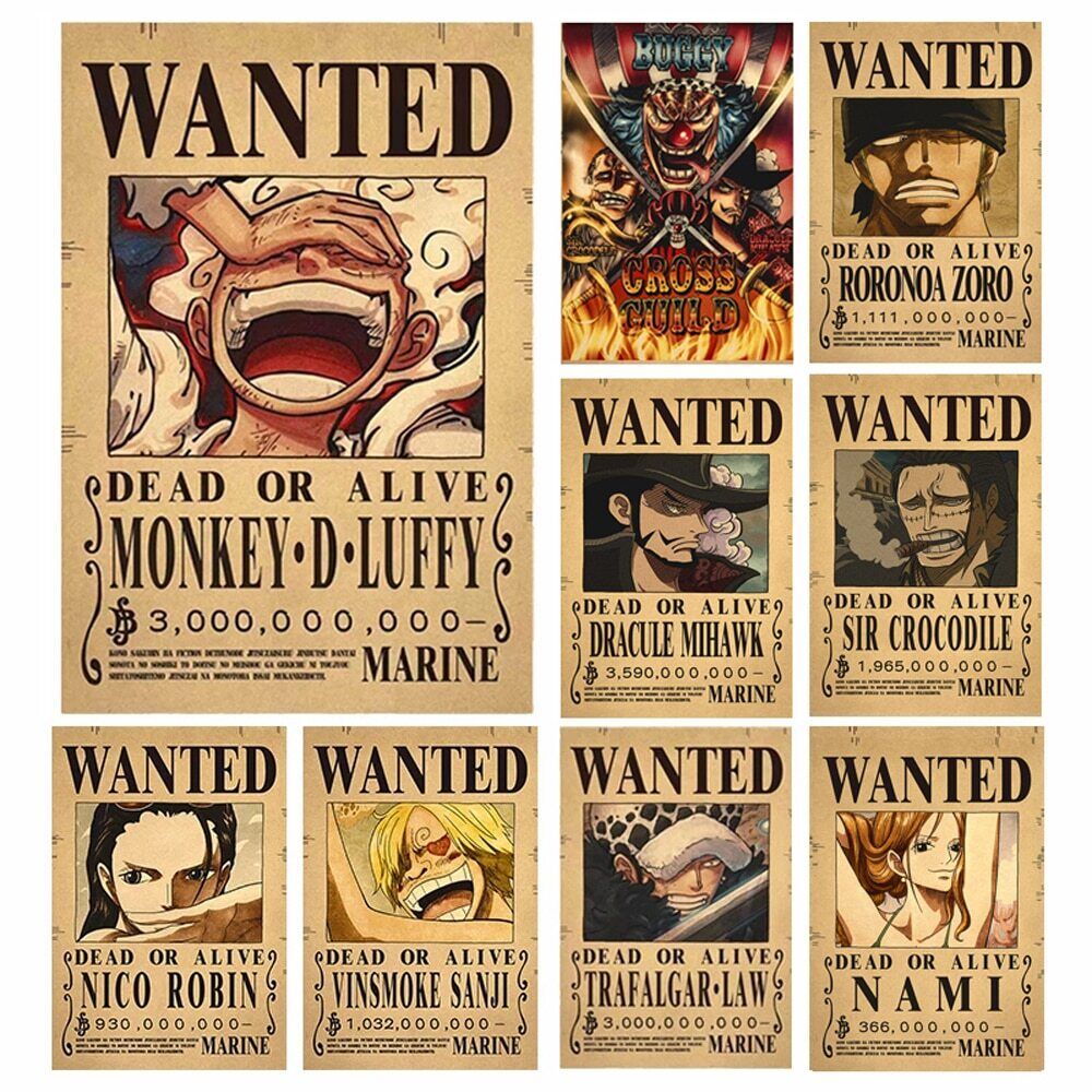 One Piece Anime Wanted Posters (BUY Any 5 GET ANY 3 FREE)