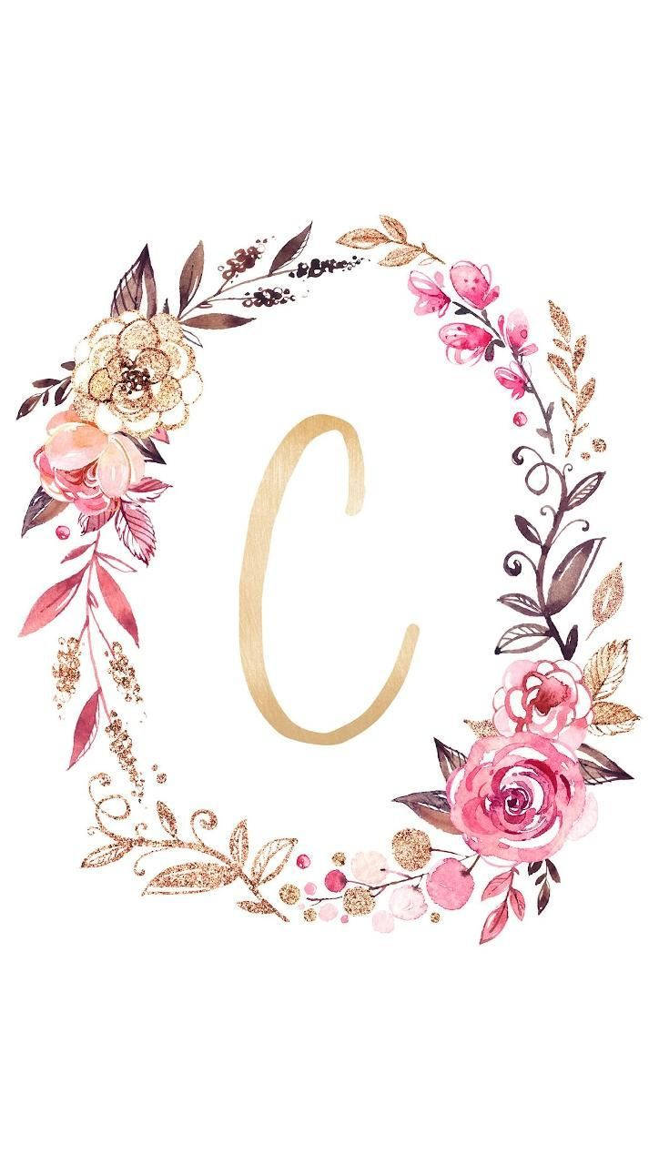 Download Letter C With Flower Frame Wallpaper