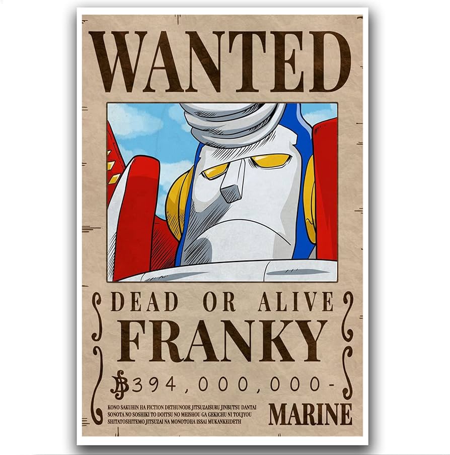 Anime One Piece Wanted Poster Bounty Poster 390 Million Bailey Canvas Print Straw Hat Pirate Wanted Wall Art Decor (Franky Poster, 12 x 18 inch, Unframed), Amazon.de: Home & Kitchen