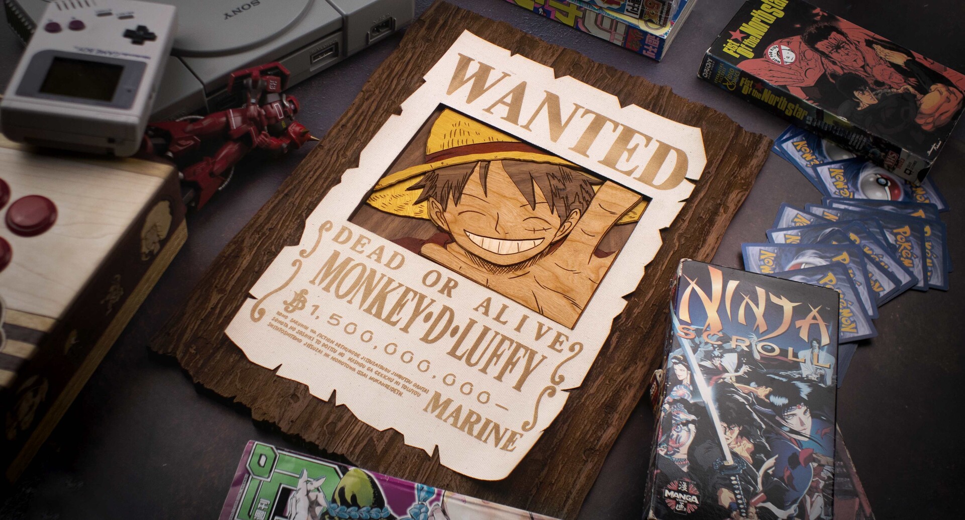 Wooden Luffy One Piece wanted poster