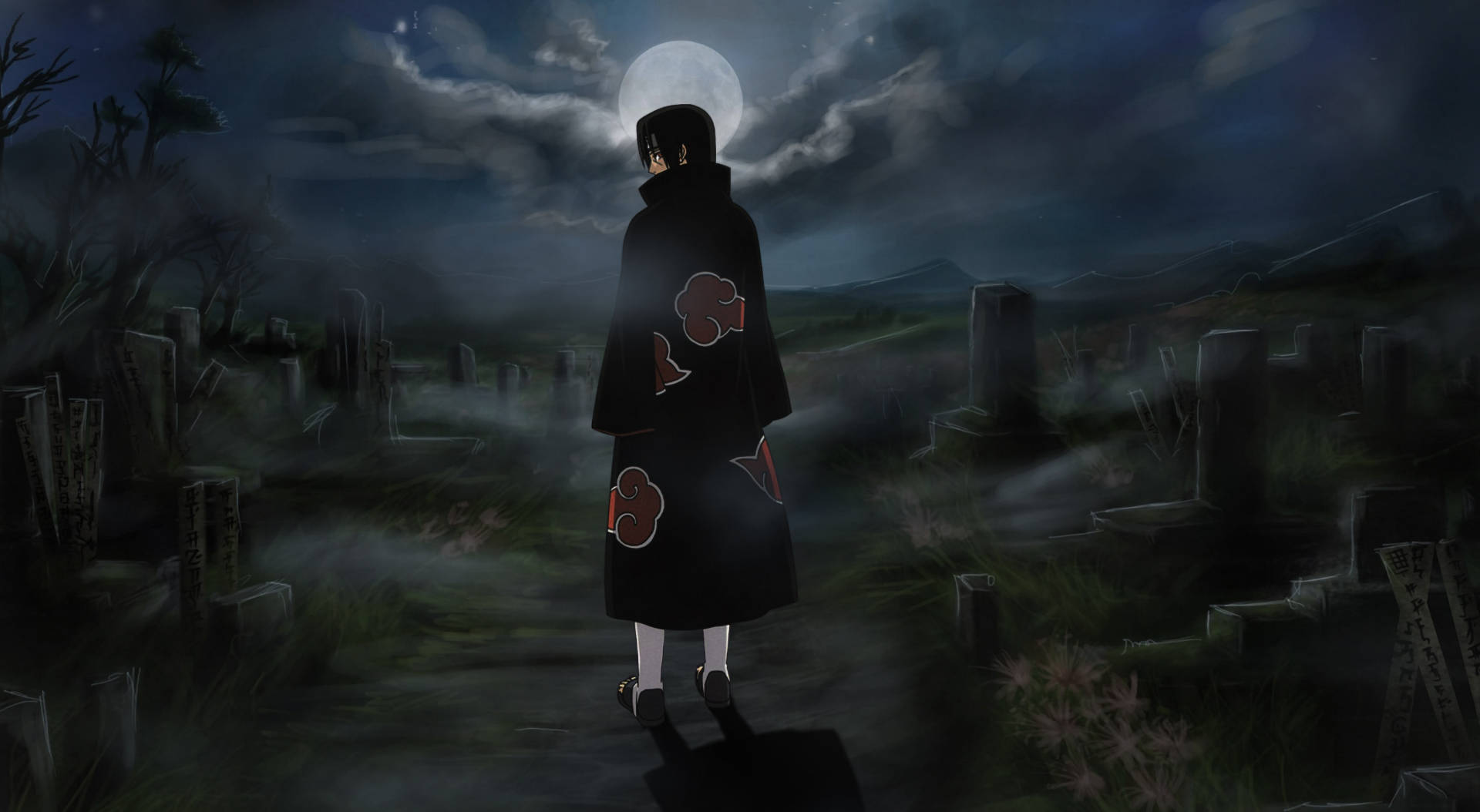 Download Dope Anime Itachi In Cemetery Wallpaper
