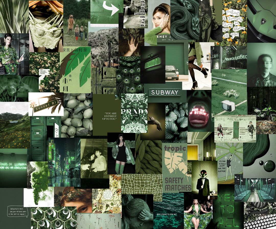 Green Grunge Wall Collage Kit Photo Collage Kit Tezza