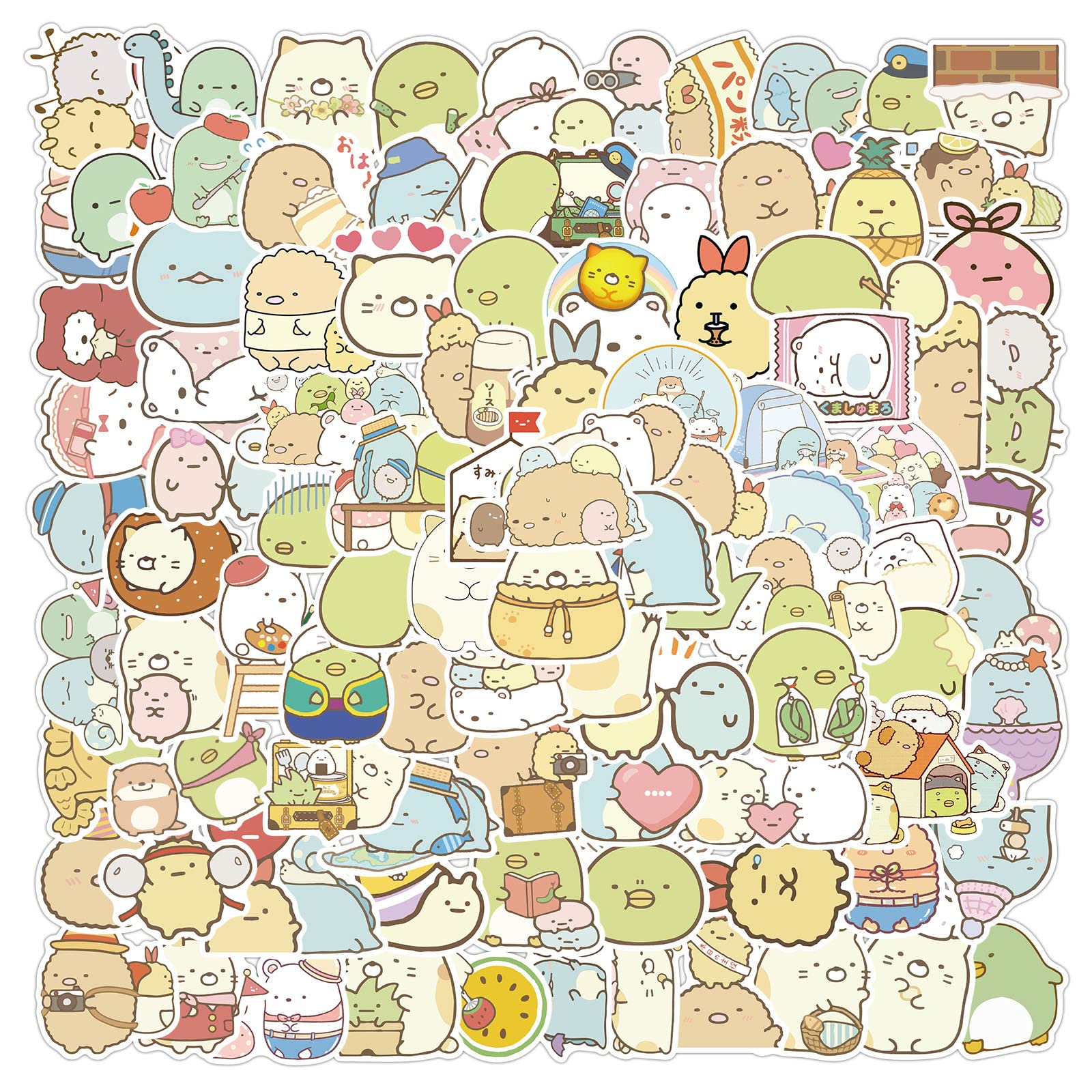 100pcs Kawaii Sumikko Gurashi Stickers for Water Bottles Phone iPad Notebook Scrapbook Guitar Laptop Car Bumper Decor, Waterproof Vinyl Cute Kawaii Stickers for Kids Teens