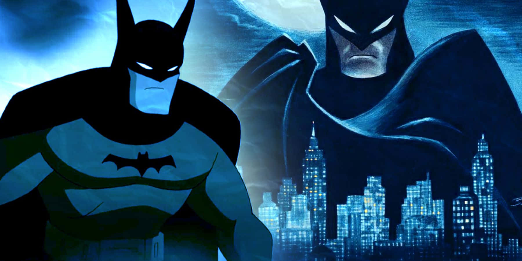 Download The Caped Crusader, Batman Standing Tall on Gotham City Rooftop Wallpaper