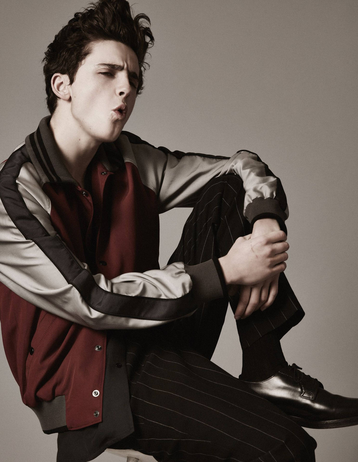 Download Timothée Chalamet Multicolored Jacket Wallpaper