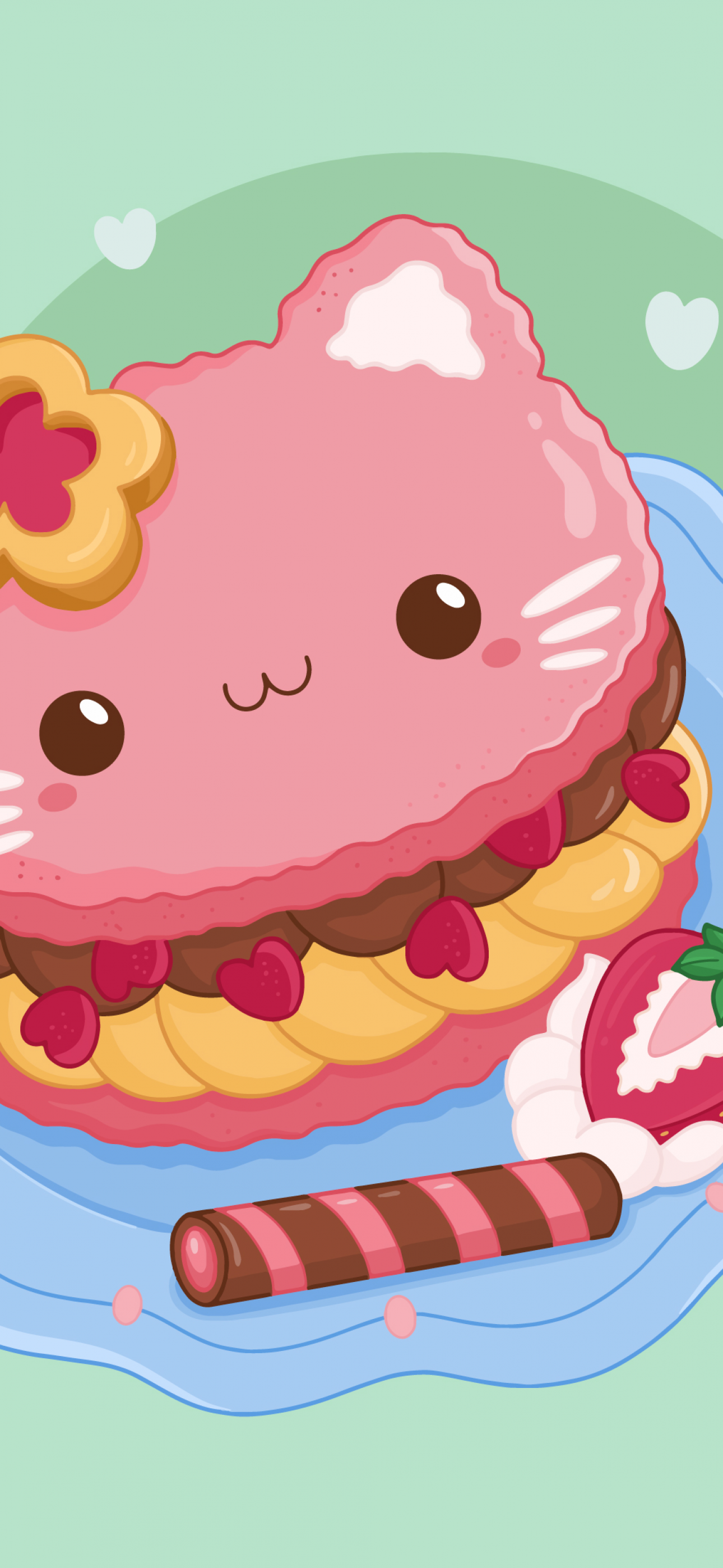 Cute food Wallpaper 4K, Kawaii food, Kawaii cupcake