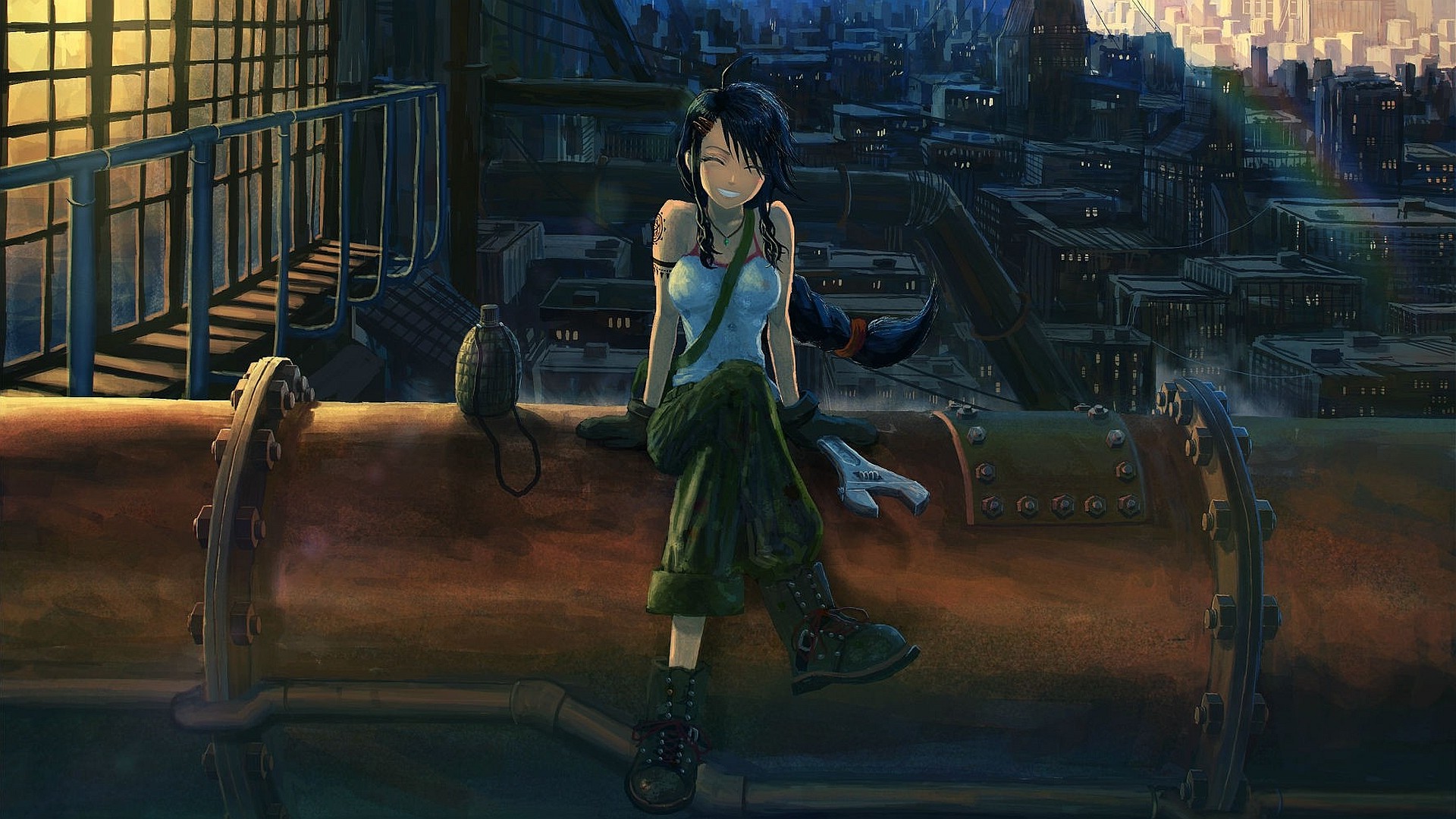 Wallpaper, anime girls, water, midnight, scene, girl, darkness, screenshot, 1920x1080 px, computer wallpaper, pc game, phenomenon, anime, cg artwork, visual effects 1920x1080