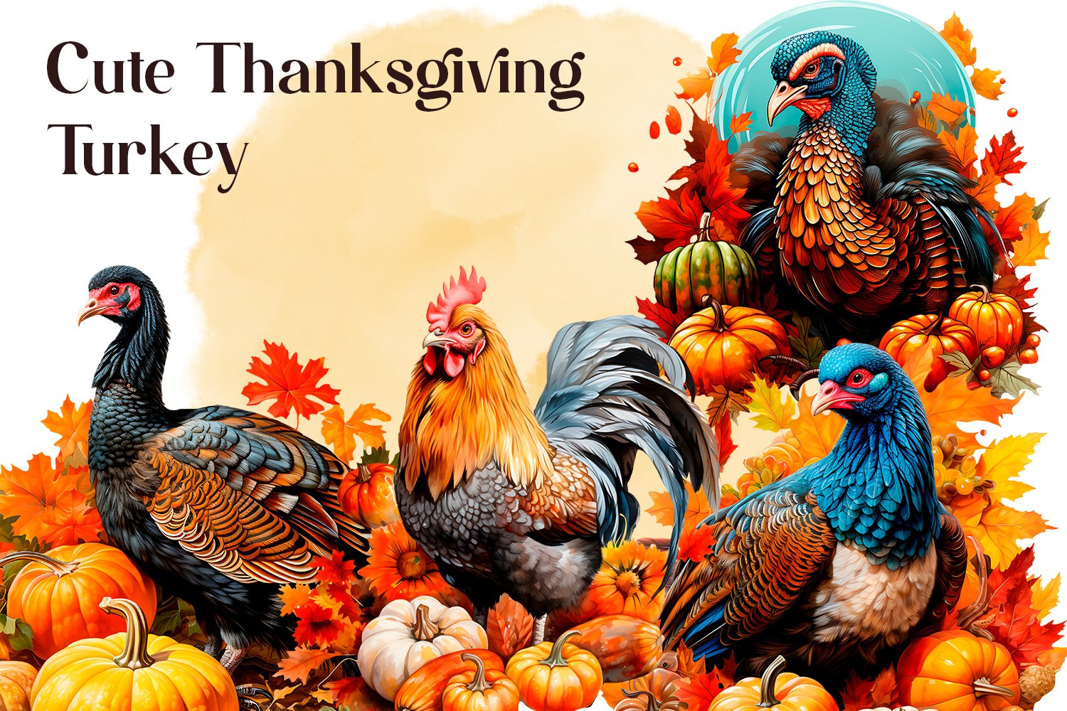 Cute Thanksgiving Turkey clipart Sublimation