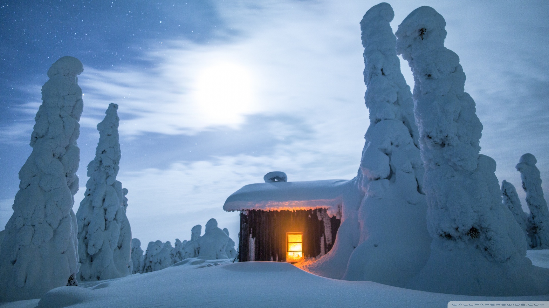 Wilderness Hut, Winter, Finland, Snowy