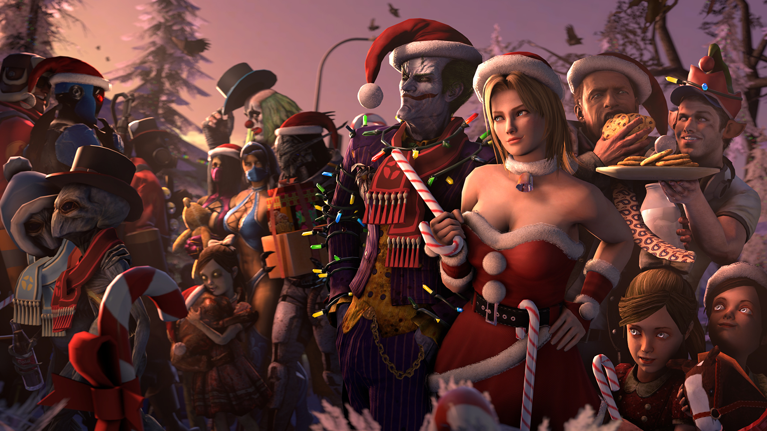 Desktop Wallpaper Christmas female Fantasy Winter hat 3D 2560x1440