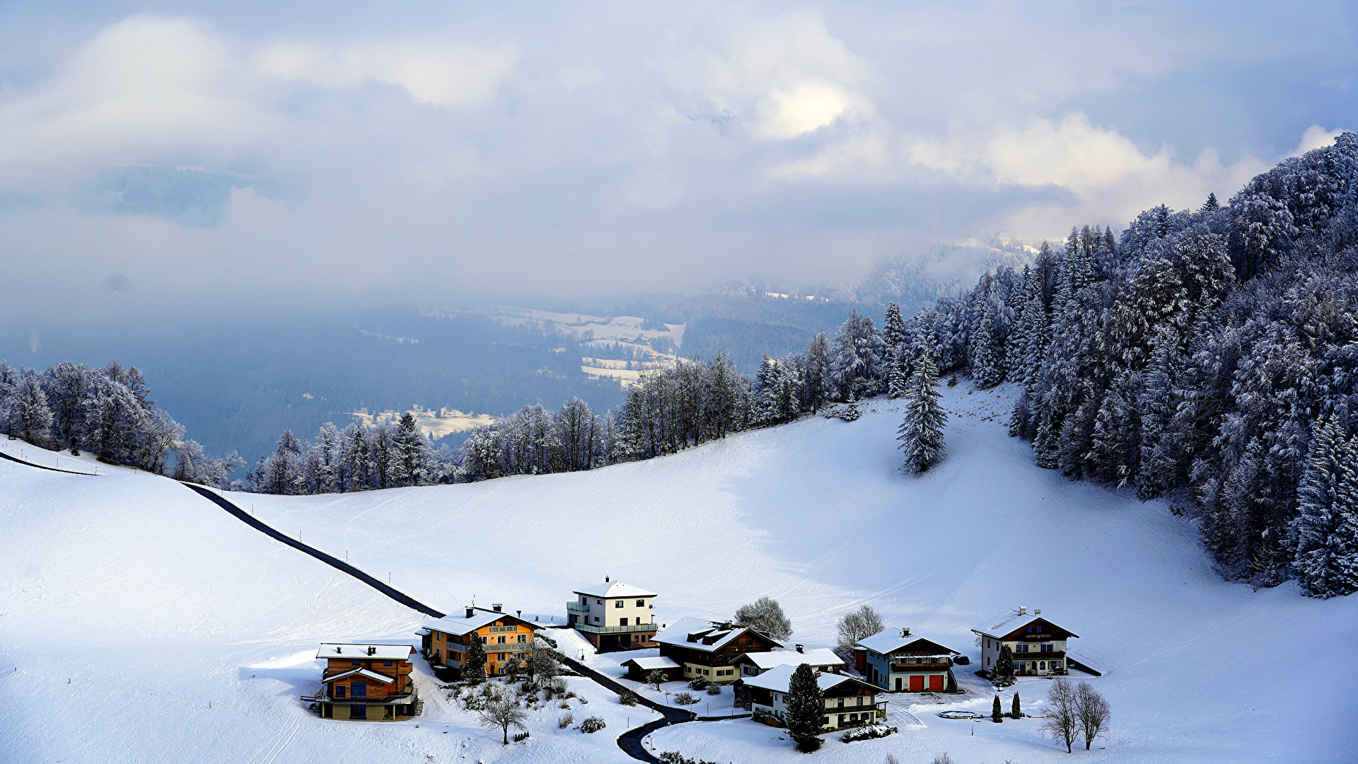 Wallpaper Alps Austria Village Nature