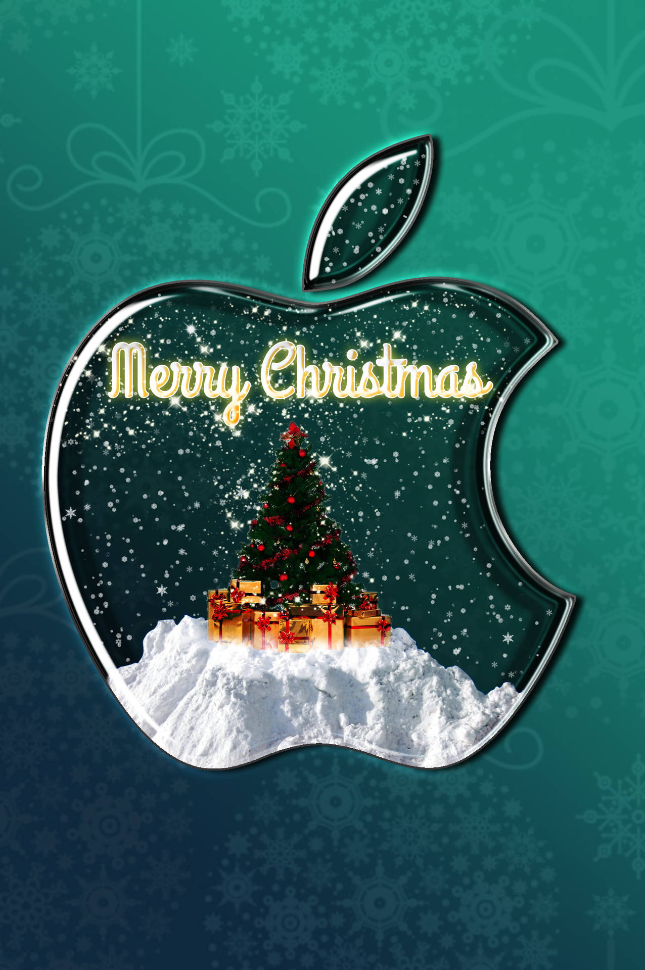 Download Apple Logo Merry Christmas iPhone Wallpaper